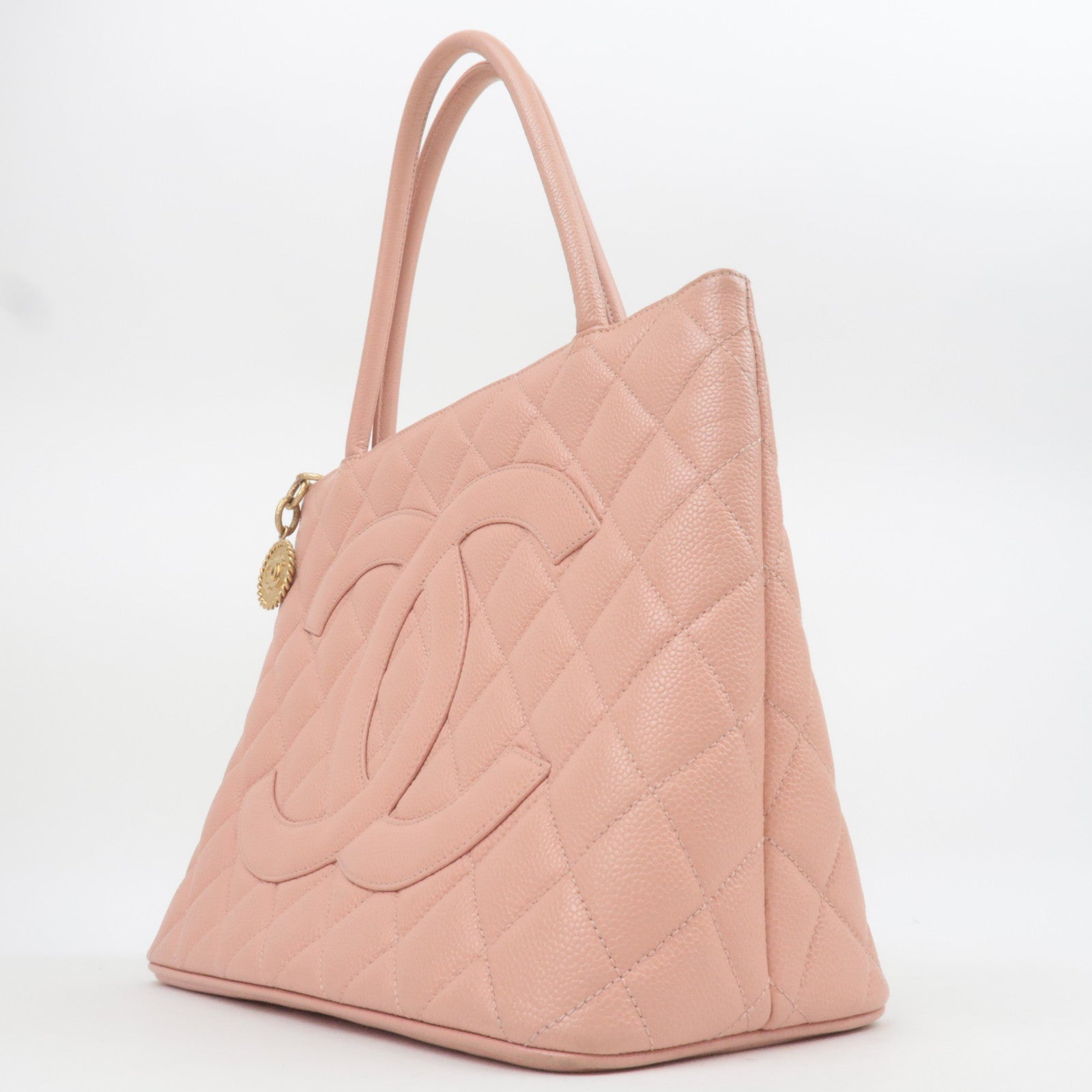 CHANEL Medallion Tote Bag Caviarskin Pink A01804
