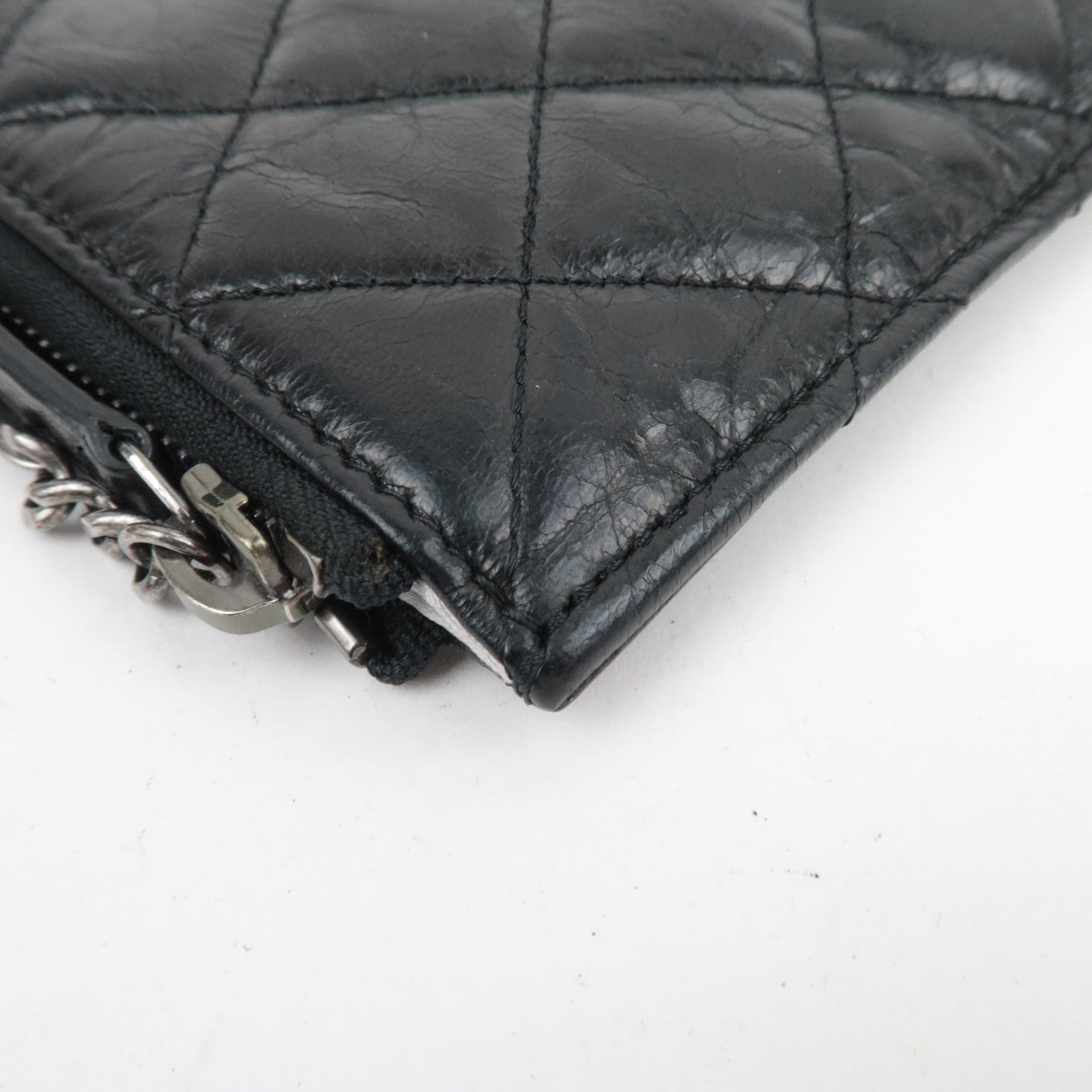 CHANEL Matelasse Aged Calfskin Clutch Bag Black