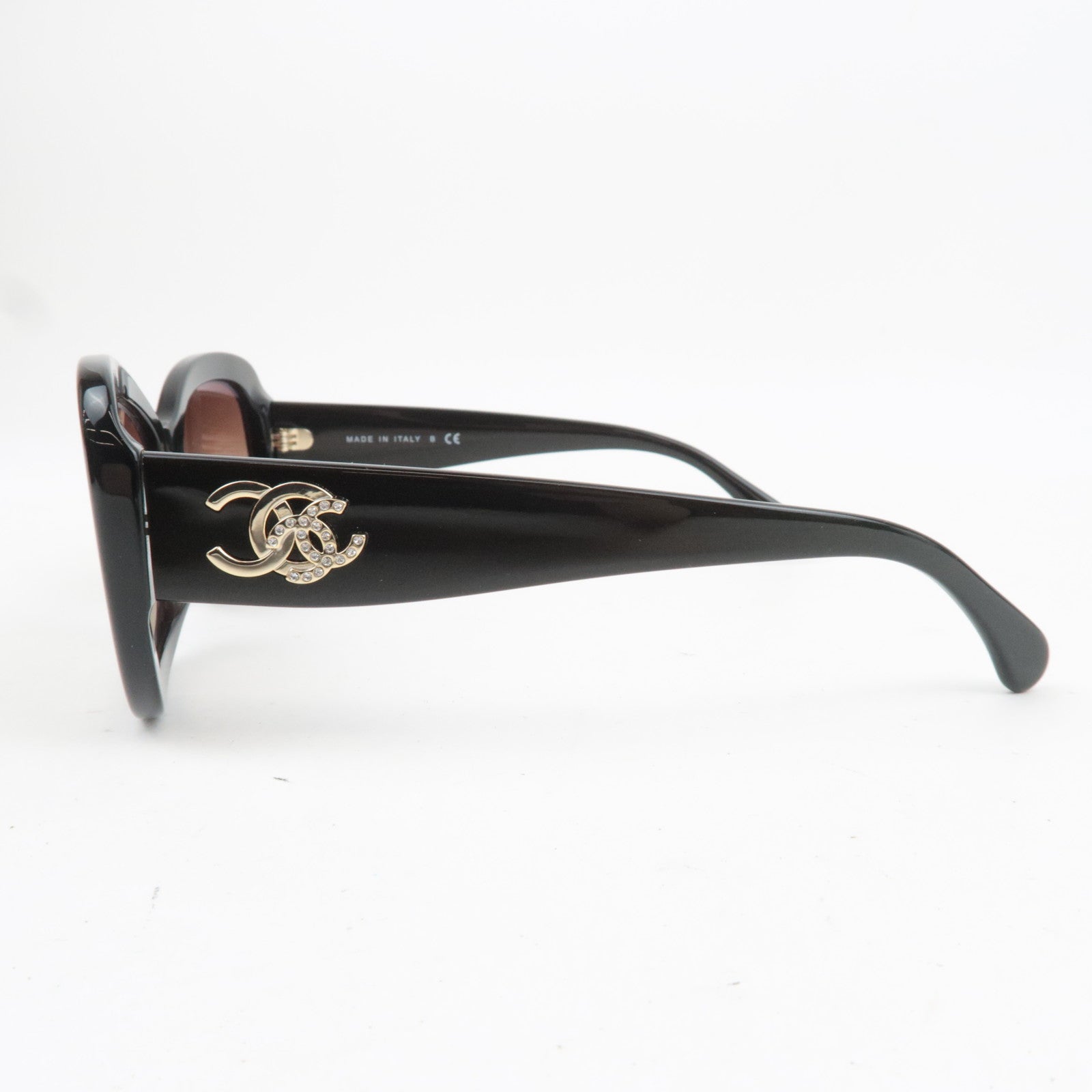 CHANEL Rhinestone Cocomark Sunglasses 5468-B-A c.1706/65 56□17 140 3N Black