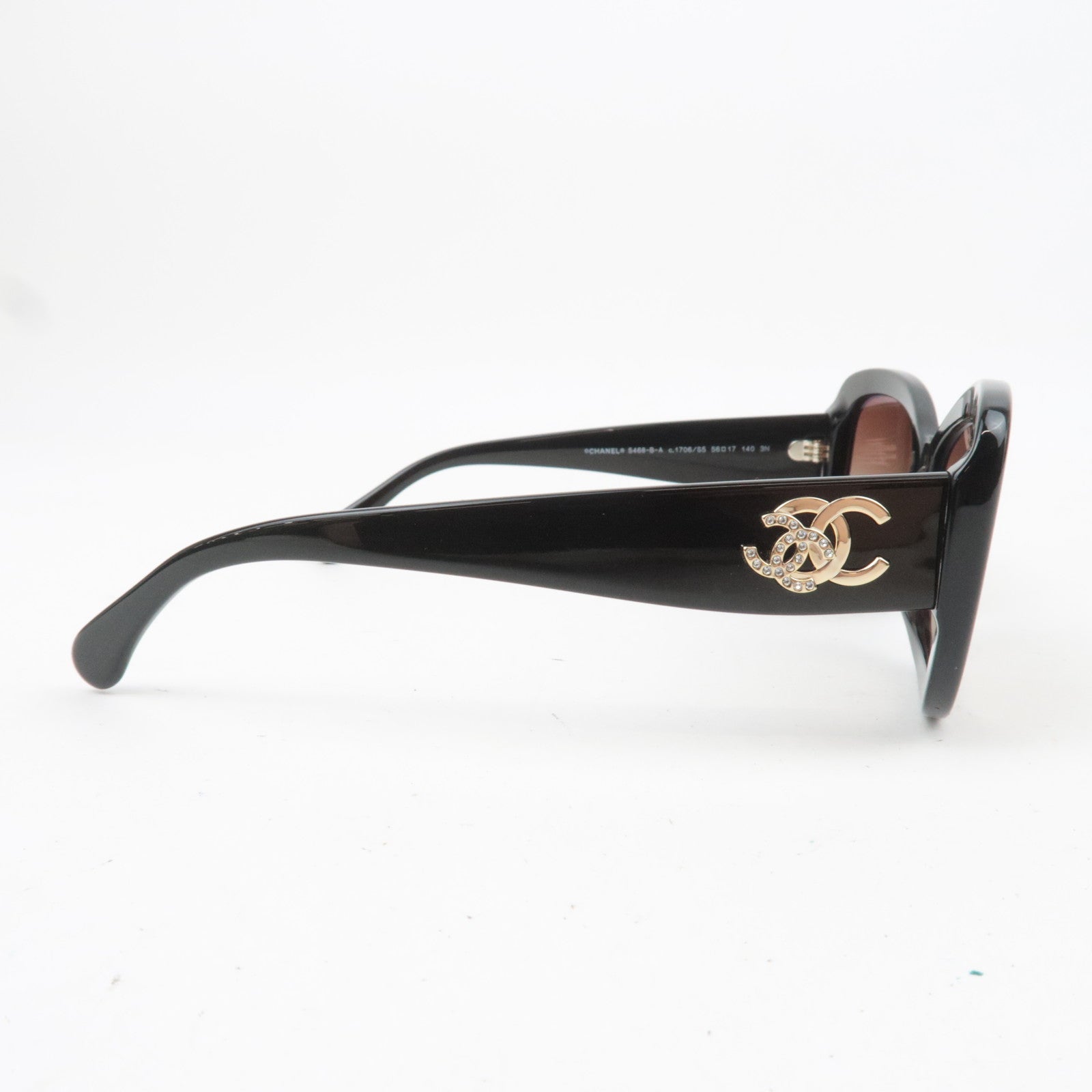 CHANEL Rhinestone Cocomark Sunglasses 5468-B-A c.1706/65 56□17 140 3N Black
