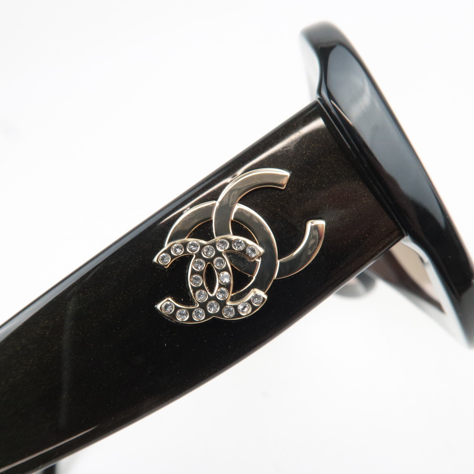 CHANEL Rhinestone Cocomark Sunglasses 5468-B-A c.1706/65 56□17 140 3N Black