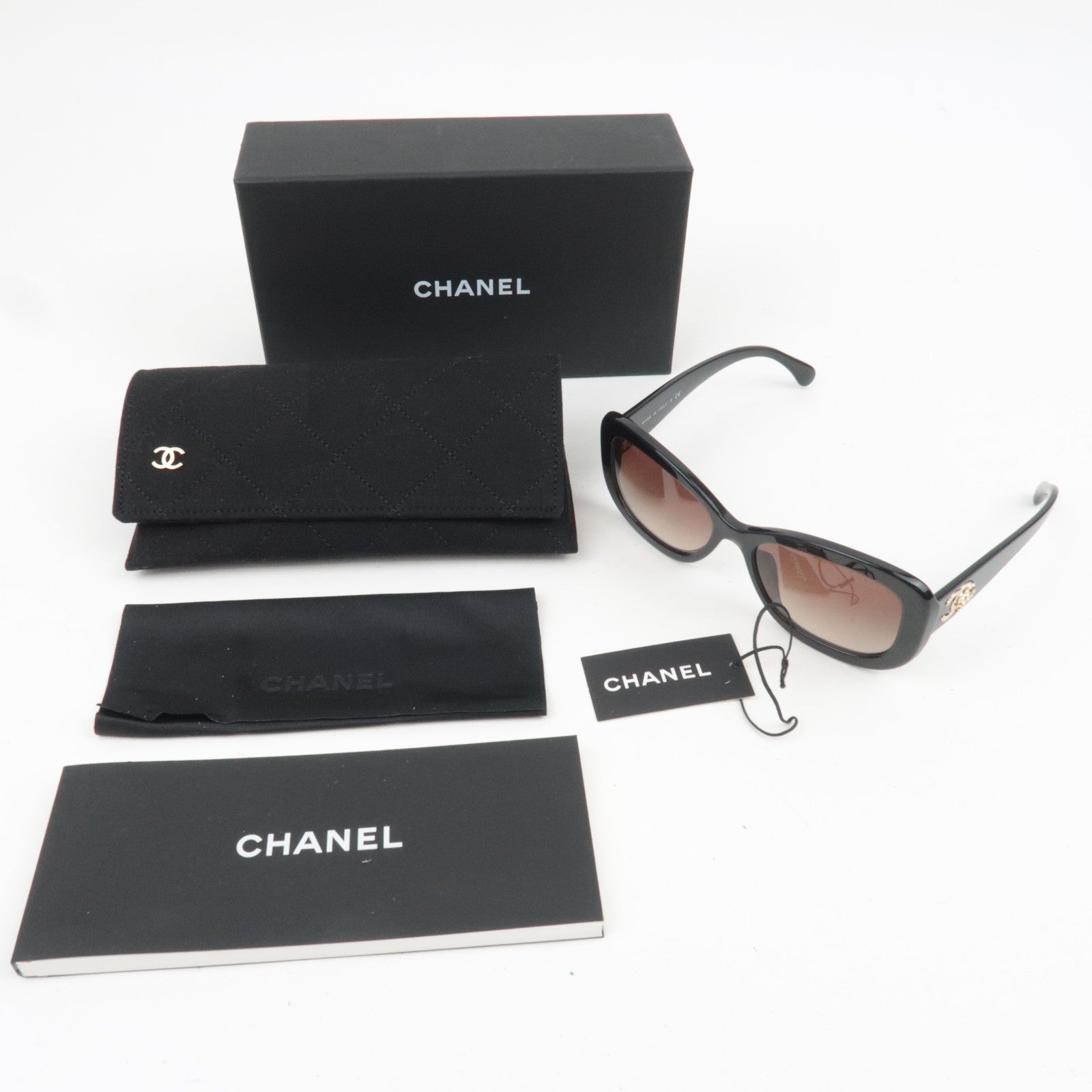 CHANEL Rhinestone Cocomark Sunglasses 5468-B-A c.1706/65 56□17 140 3N Black