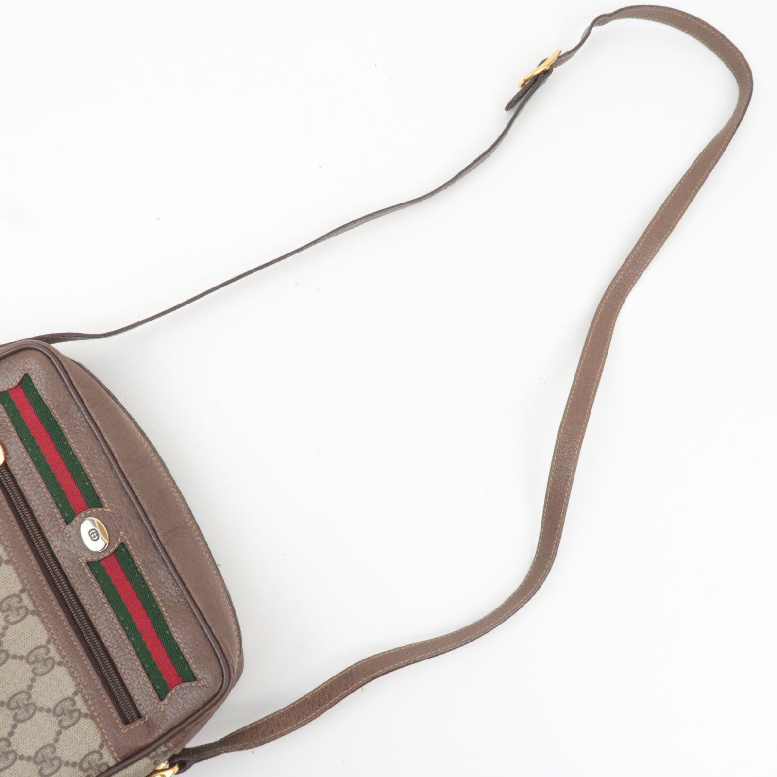 GUCCI Old Gucci Sherry GG Plus Shoulder Bag Brown 001.115.6655