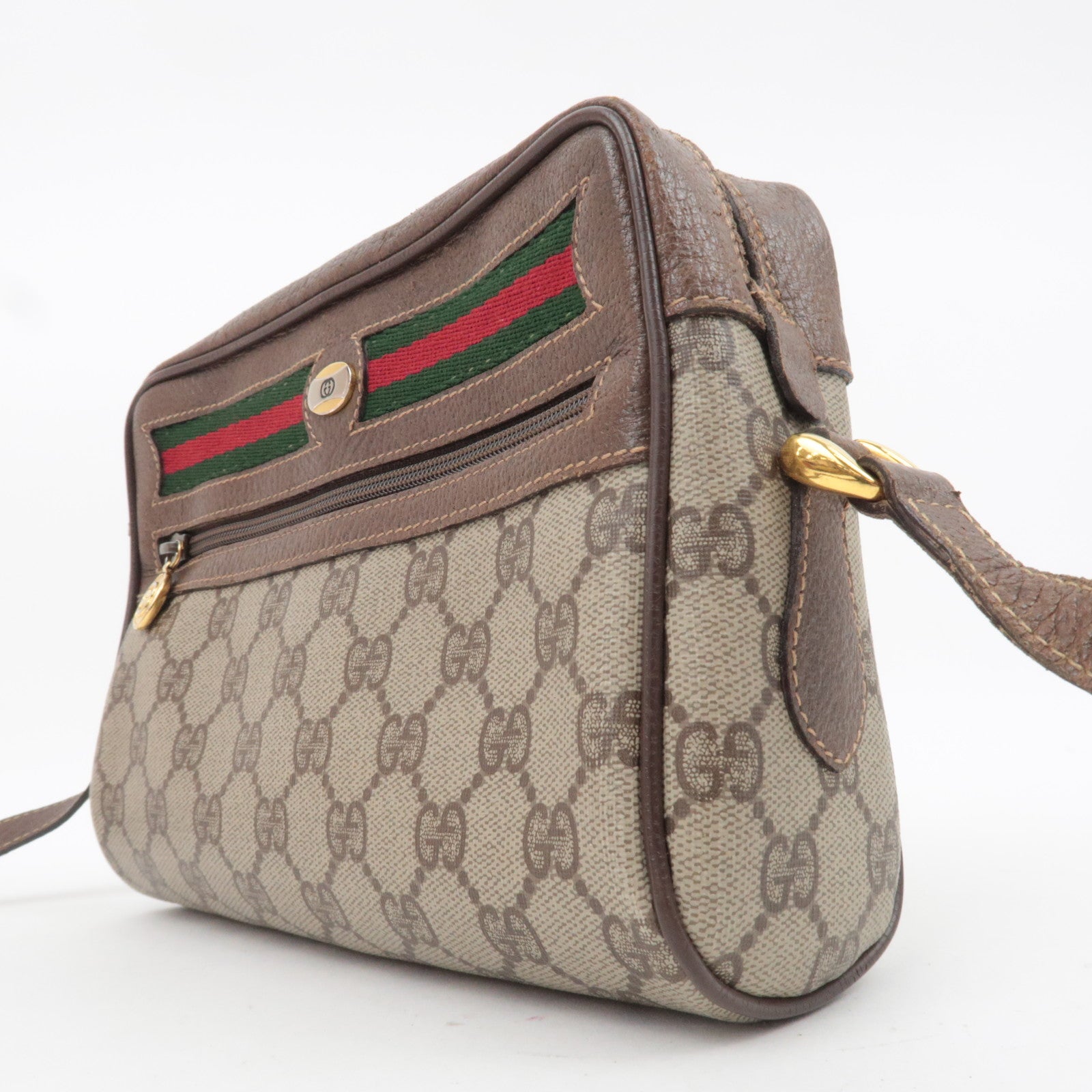 GUCCI Old Gucci Sherry GG Plus Shoulder Bag Brown 001.115.6655
