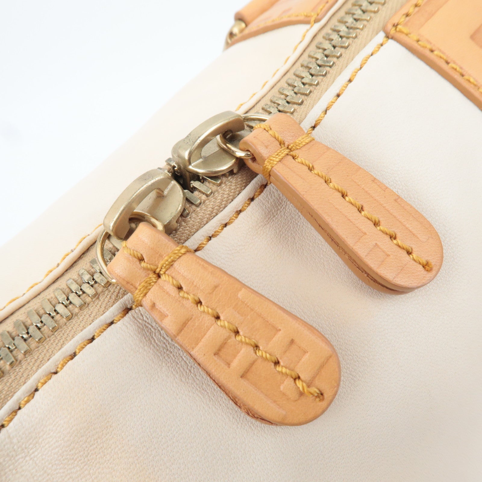 FENDI Zucca Leather Handbag Beige 8BL096