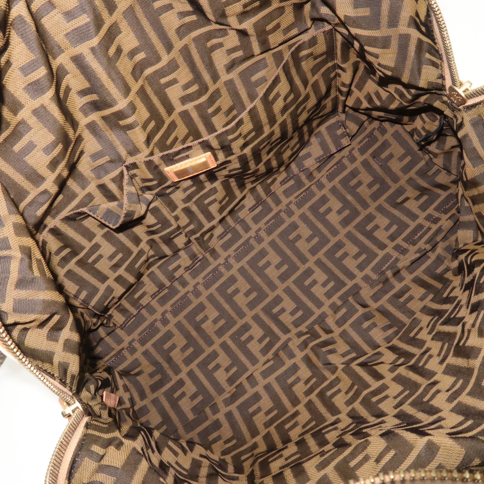 FENDI Zucca Leather Handbag Beige 8BL096
