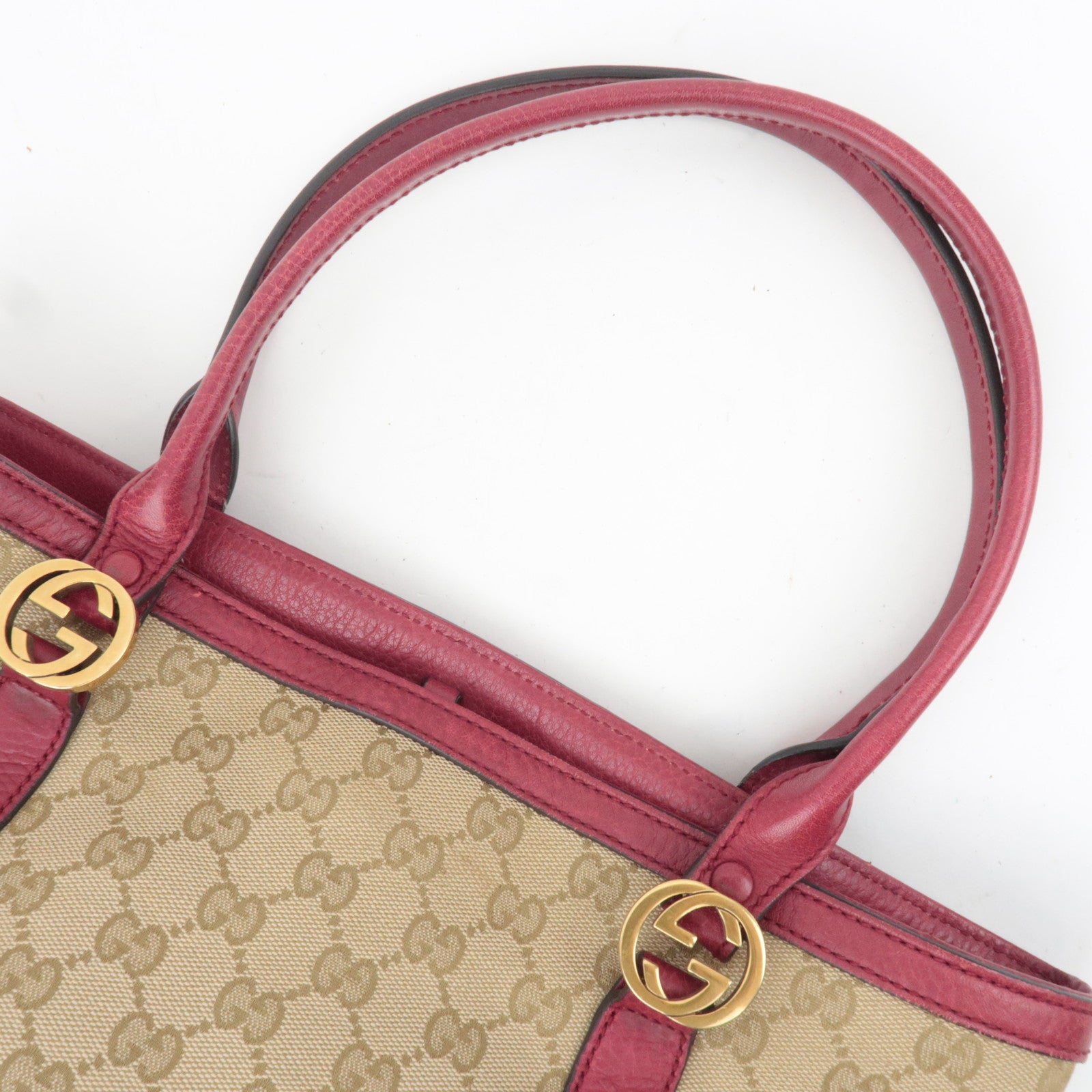 GUCCI Miss GG GG Canvas Tote Bag Beige Red 342591