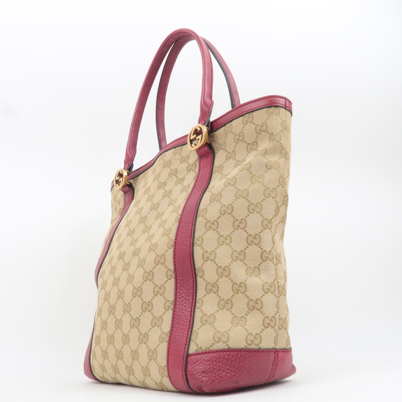 GUCCI Miss GG GG Canvas Tote Bag Beige Red 342591