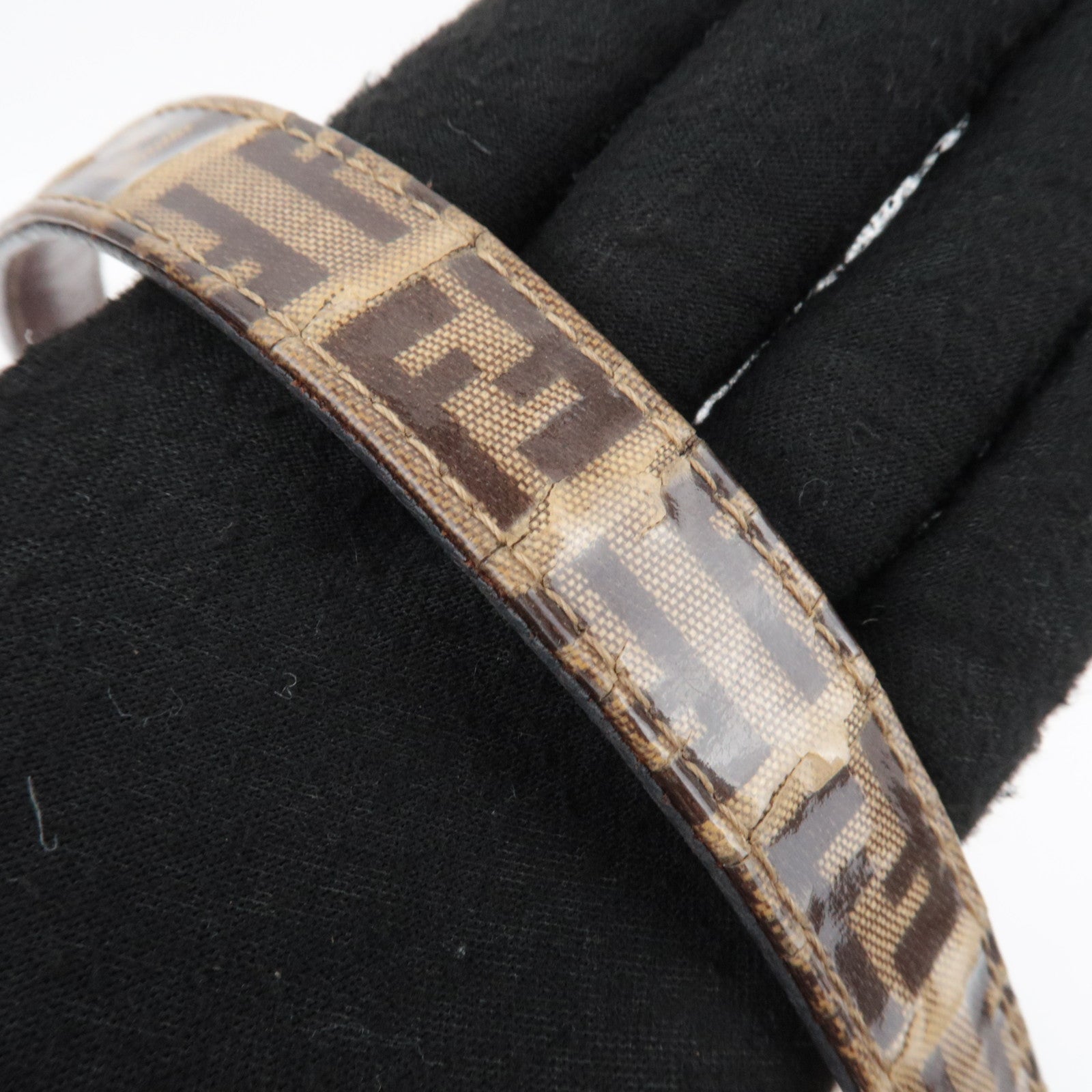 FENDI Zucchino Mamma Baguette Vinyl Shoulder Bag Brown 26325