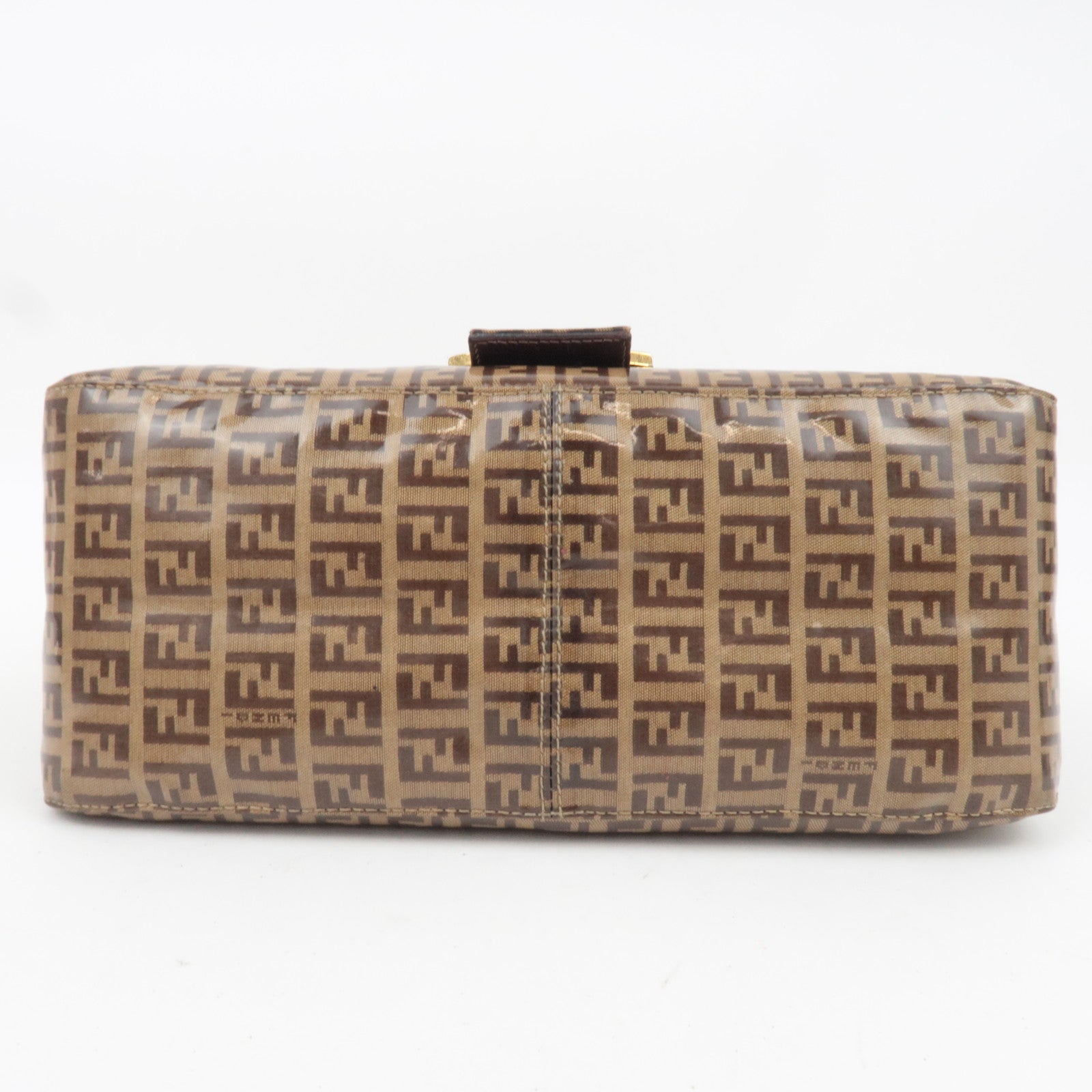 FENDI Zucchino Mamma Baguette Vinyl Shoulder Bag Brown 26325