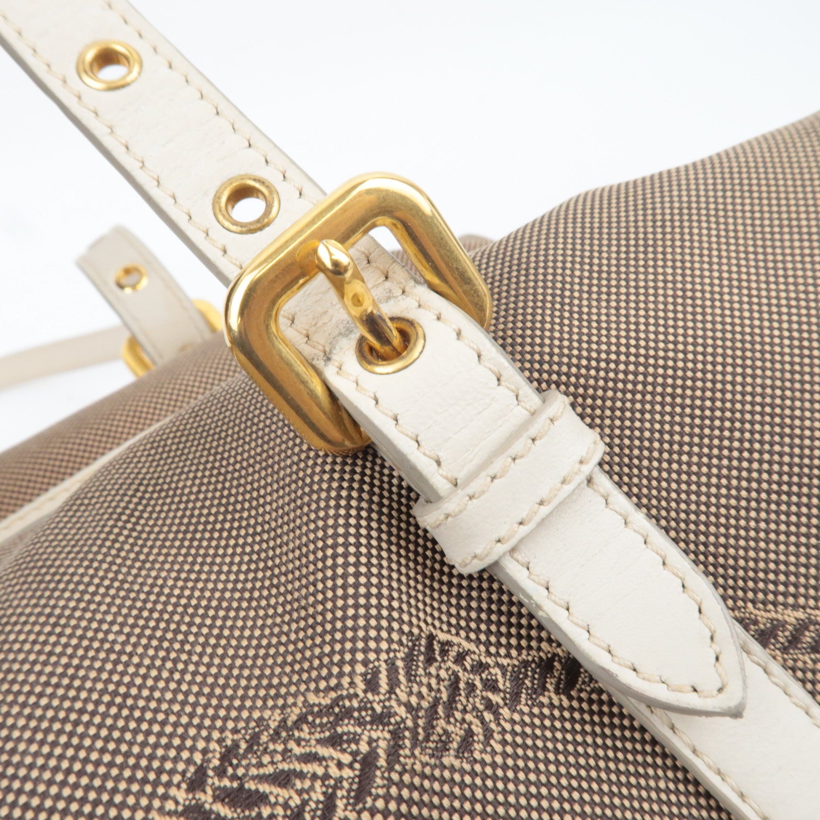 PRADA Logo Jacquard Shoulder Bag Beige