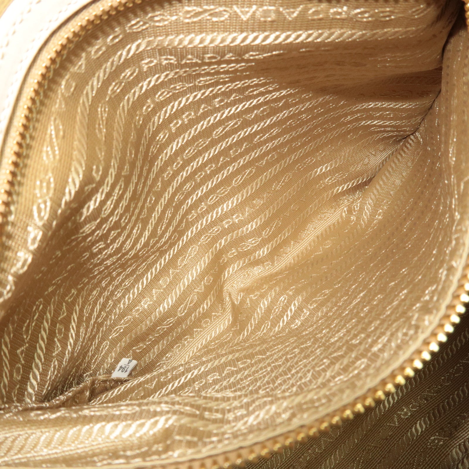 PRADA Logo Jacquard Shoulder Bag Beige