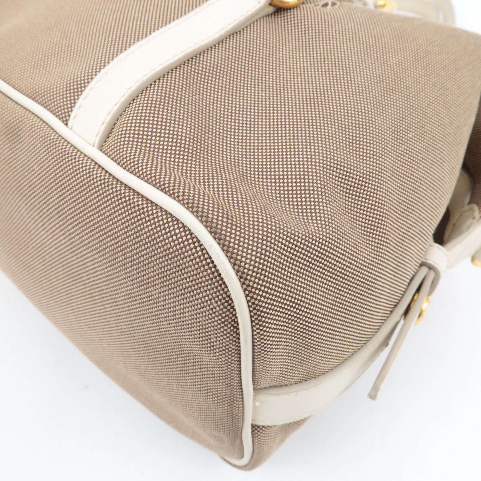 PRADA Logo Jacquard Shoulder Bag Beige