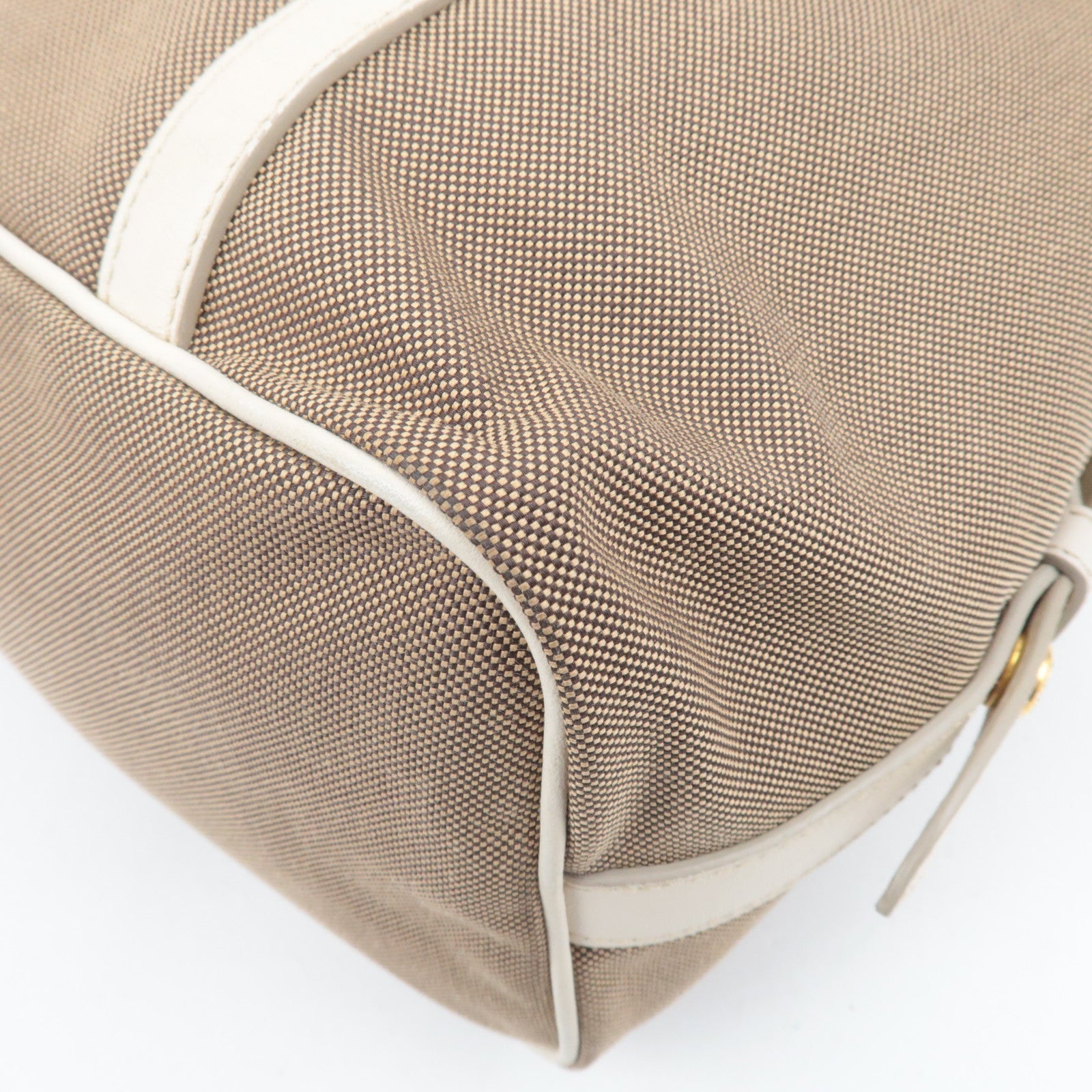 PRADA Logo Jacquard Shoulder Bag Beige