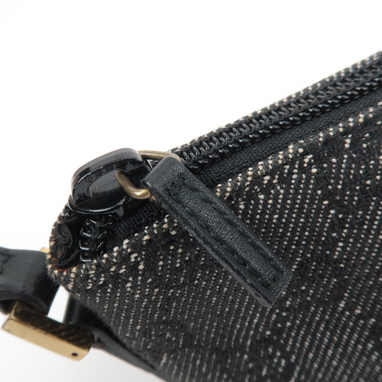 GUCCI Boat Bag GG Denim Handbag Black 07198