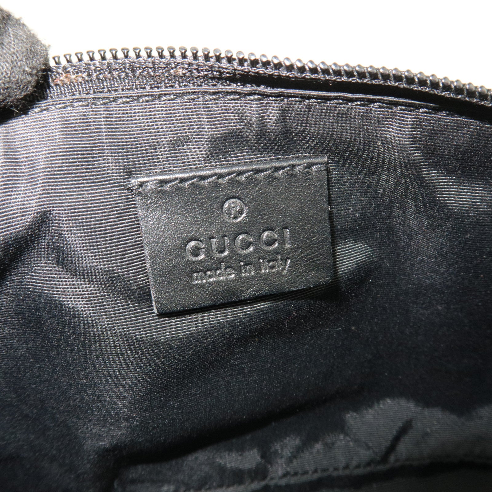 GUCCI Boat Bag GG Denim Handbag Black 07198