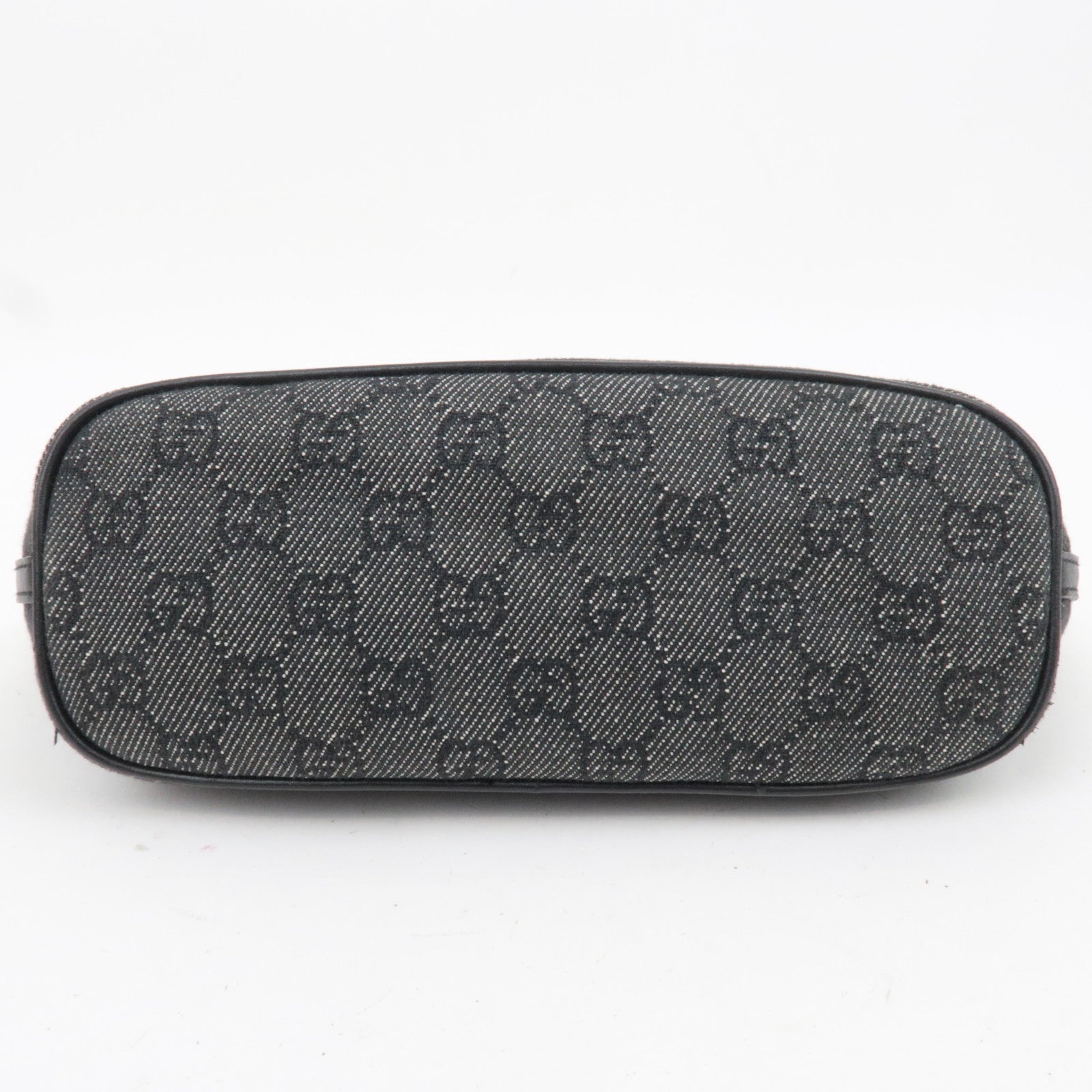GUCCI Boat Bag GG Denim Handbag Black 07198