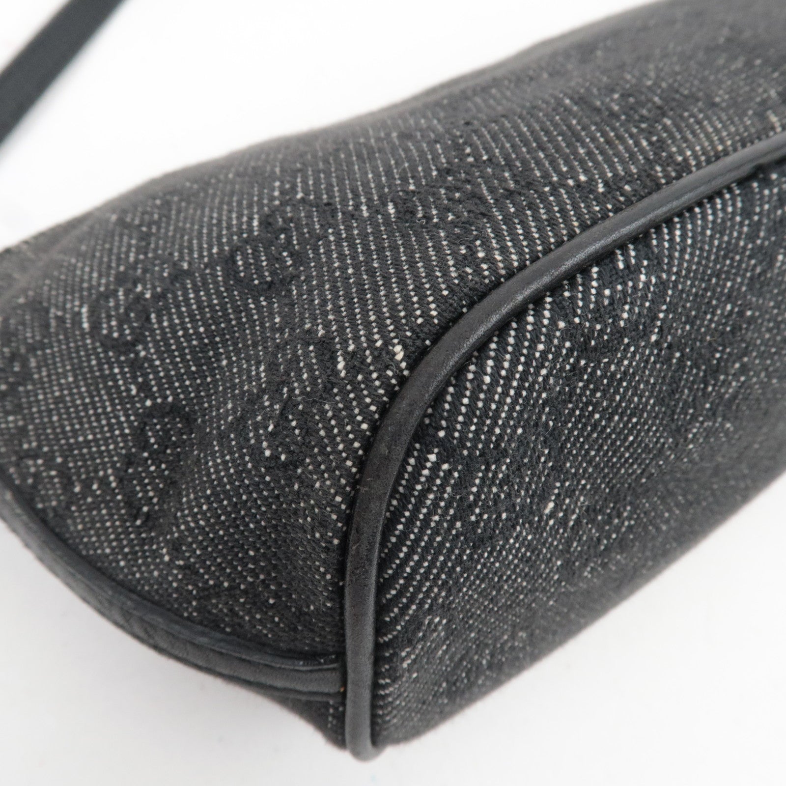 GUCCI Boat Bag GG Denim Handbag Black 07198