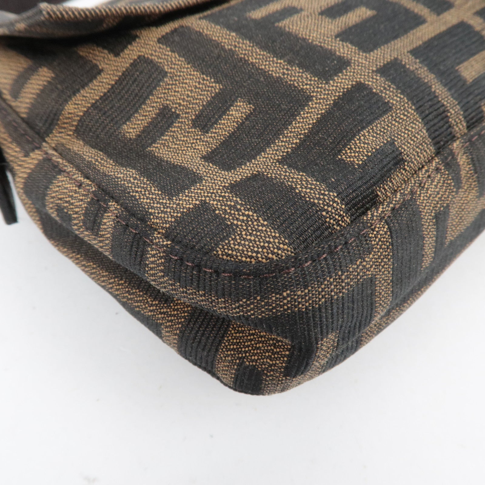 FENDI Zucca Mamma Baguette Canvas Leather Shoulder Bag Brown 26424