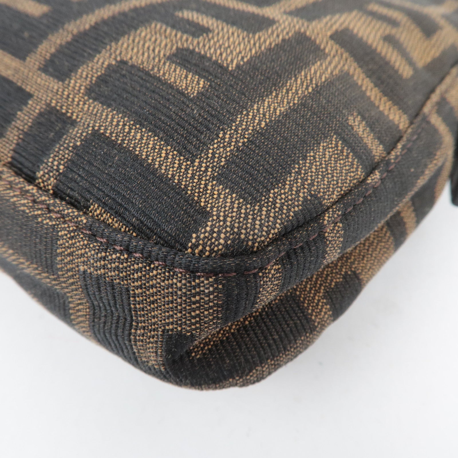 FENDI Zucca Mamma Baguette Canvas Leather Shoulder Bag Brown 26424