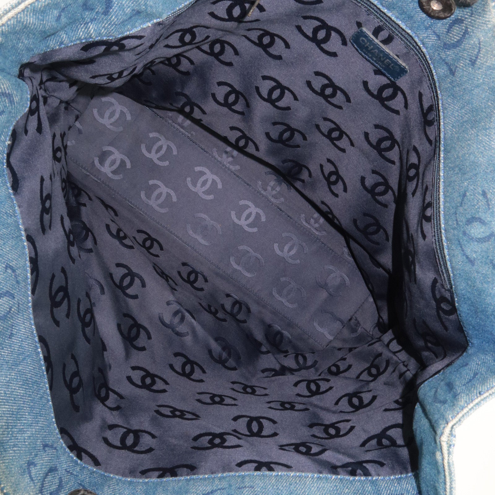 CHANEL Coco Mark Denim Tote bag Blue