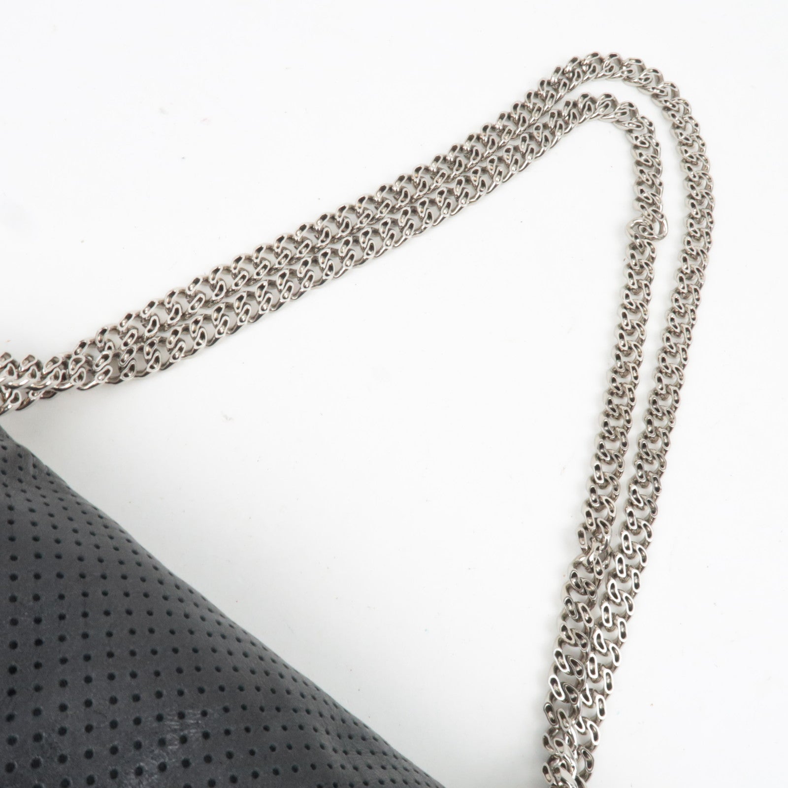 CHANEL 2.55 Perforated Leather Chain Shoulder Bag Black