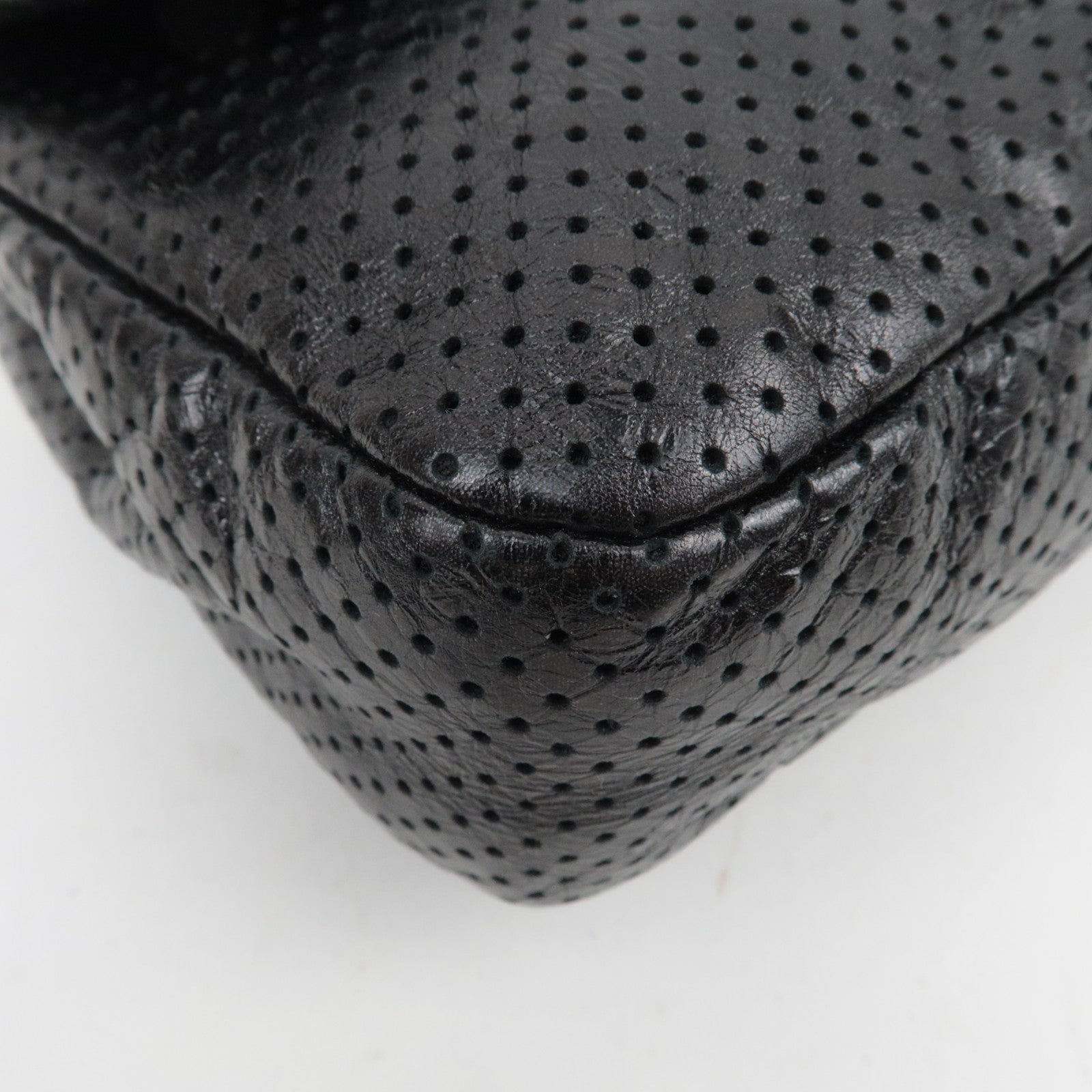 CHANEL 2.55 Perforated Leather Chain Shoulder Bag Black