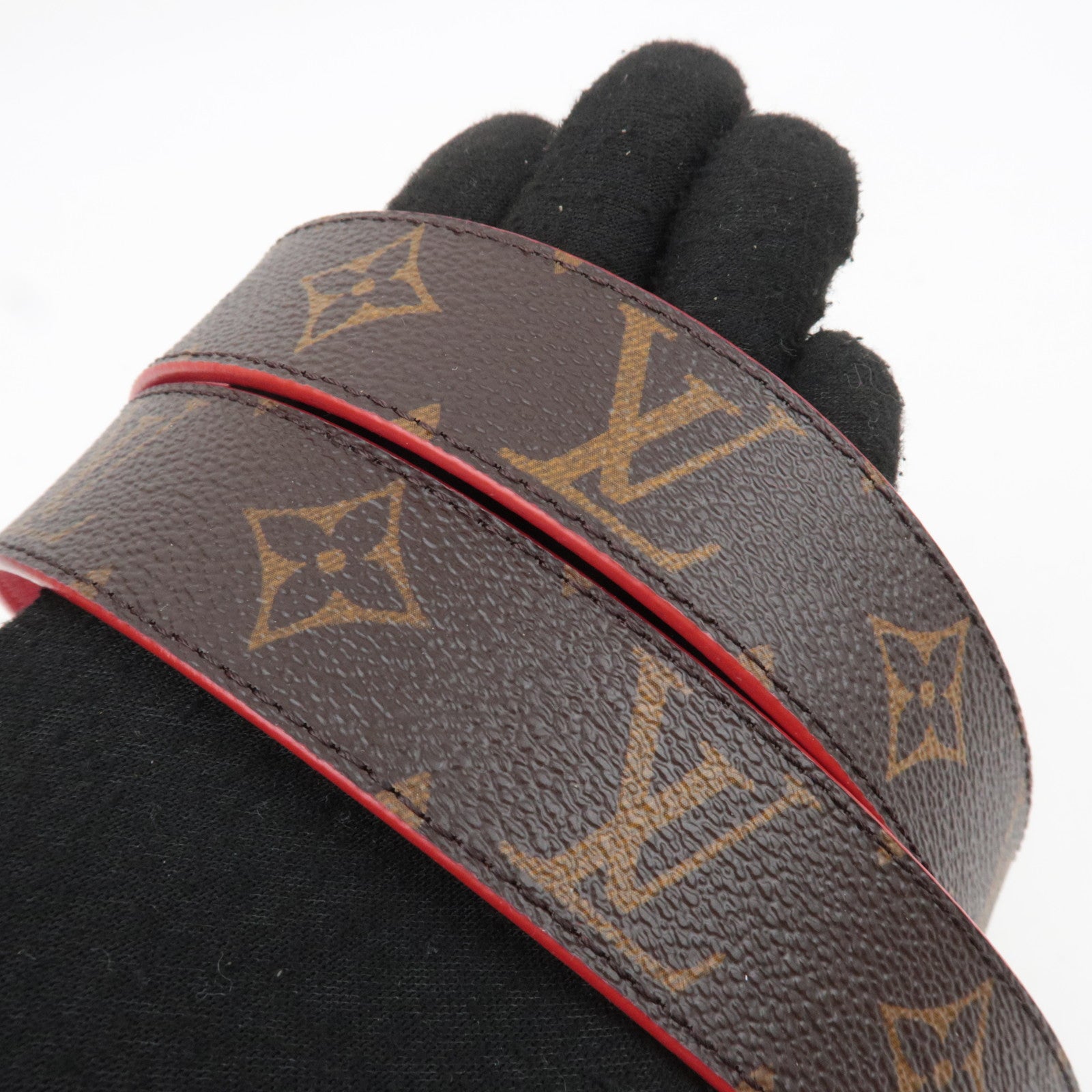 Louis Vuitton Monogram Ceinture LV Initial Reversible Belt 85/34 Rouge M9498