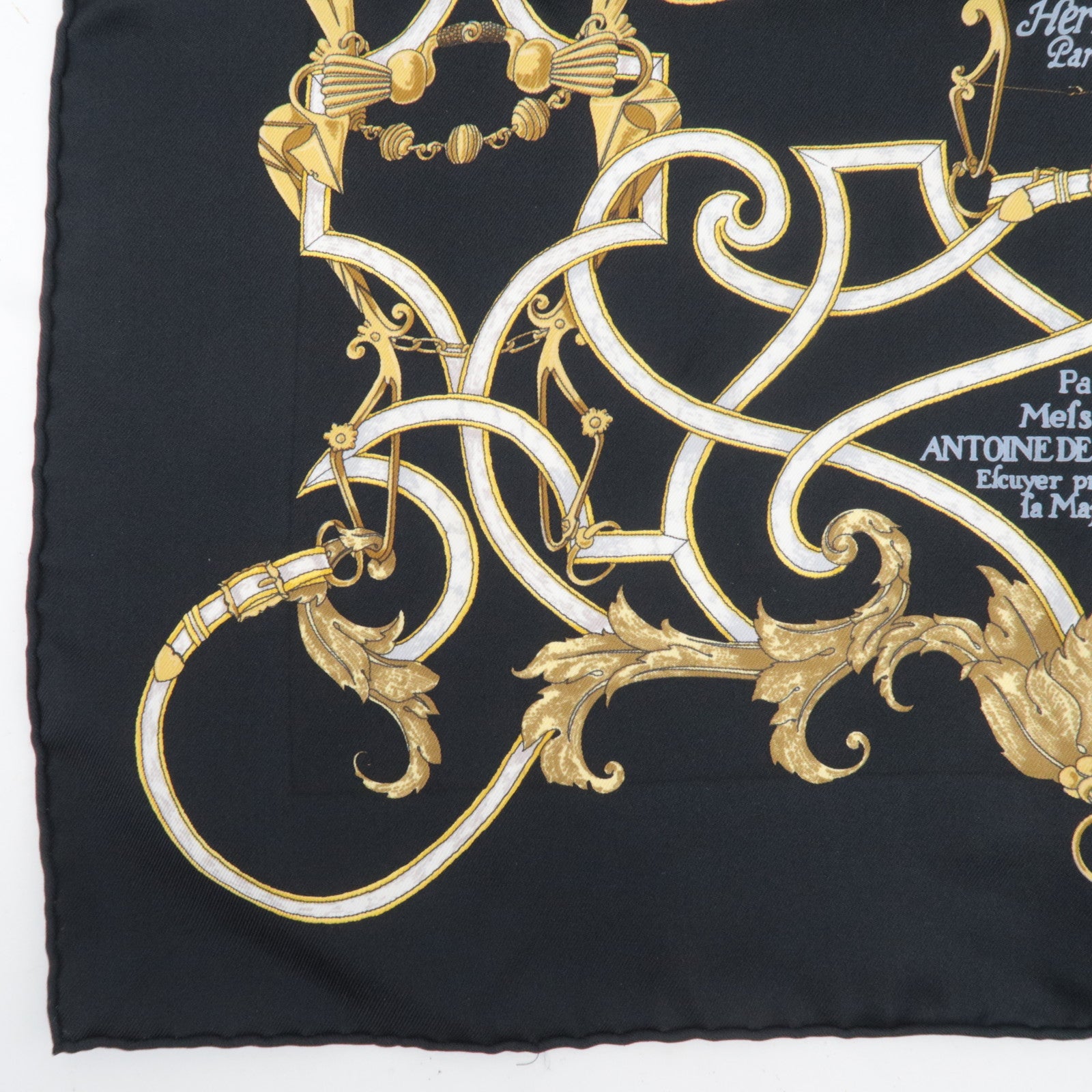 HERMES Carre 40 Scarf LINSRVCTION DC ROY 100% Silk Black