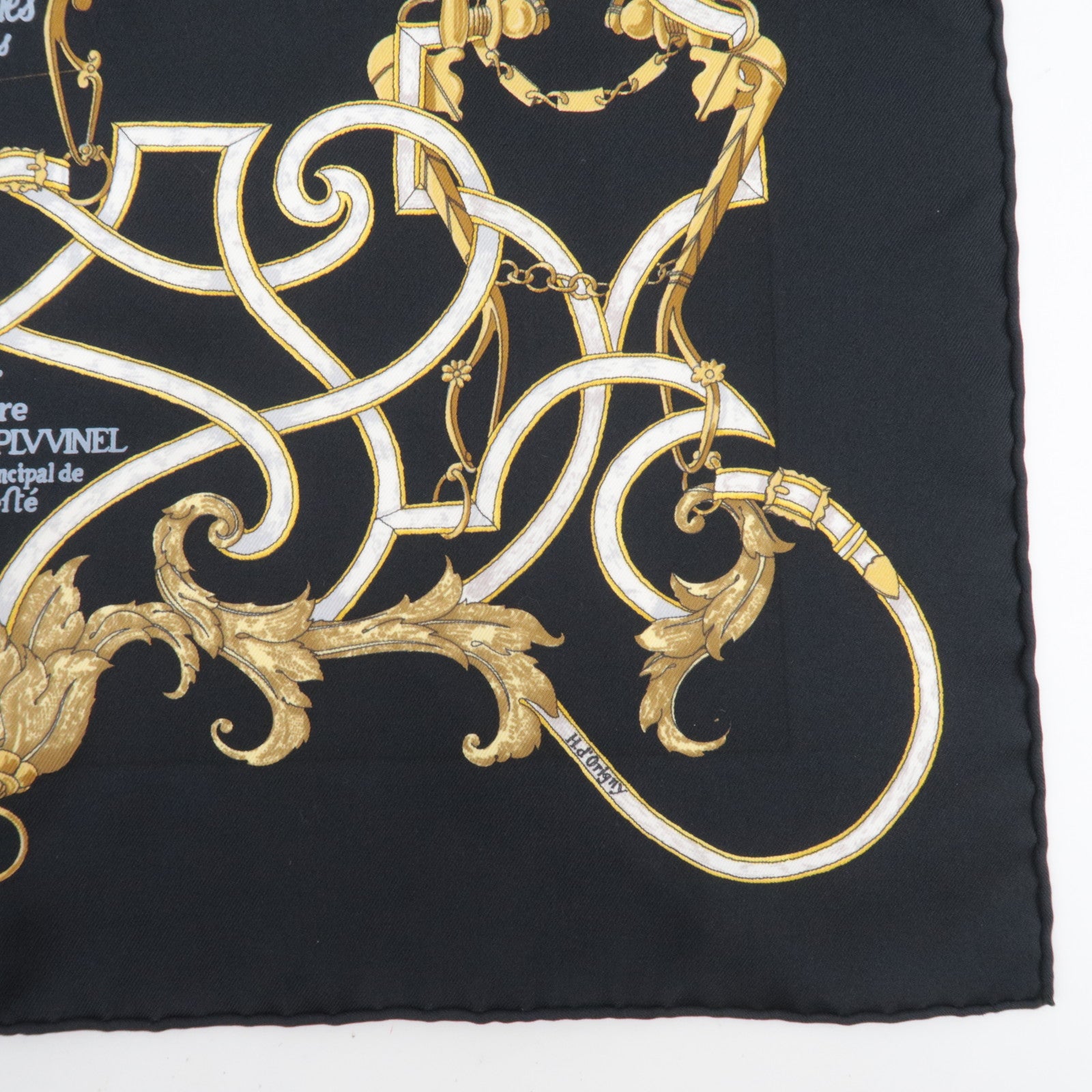 HERMES Carre 40 Scarf LINSRVCTION DC ROY 100% Silk Black