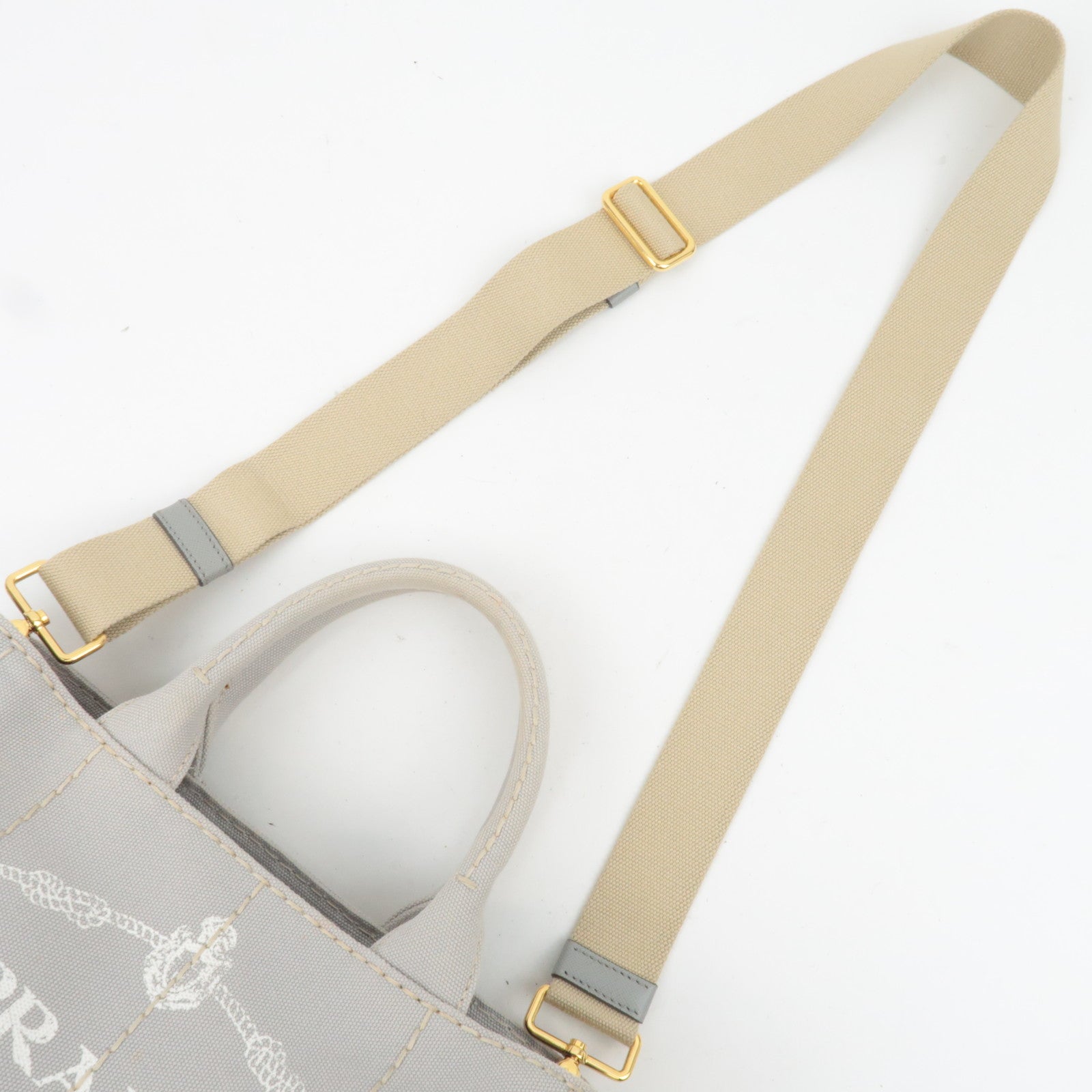 PRADA Canapa Mini 2Way Canvas Tote Bag Gray 1BG439