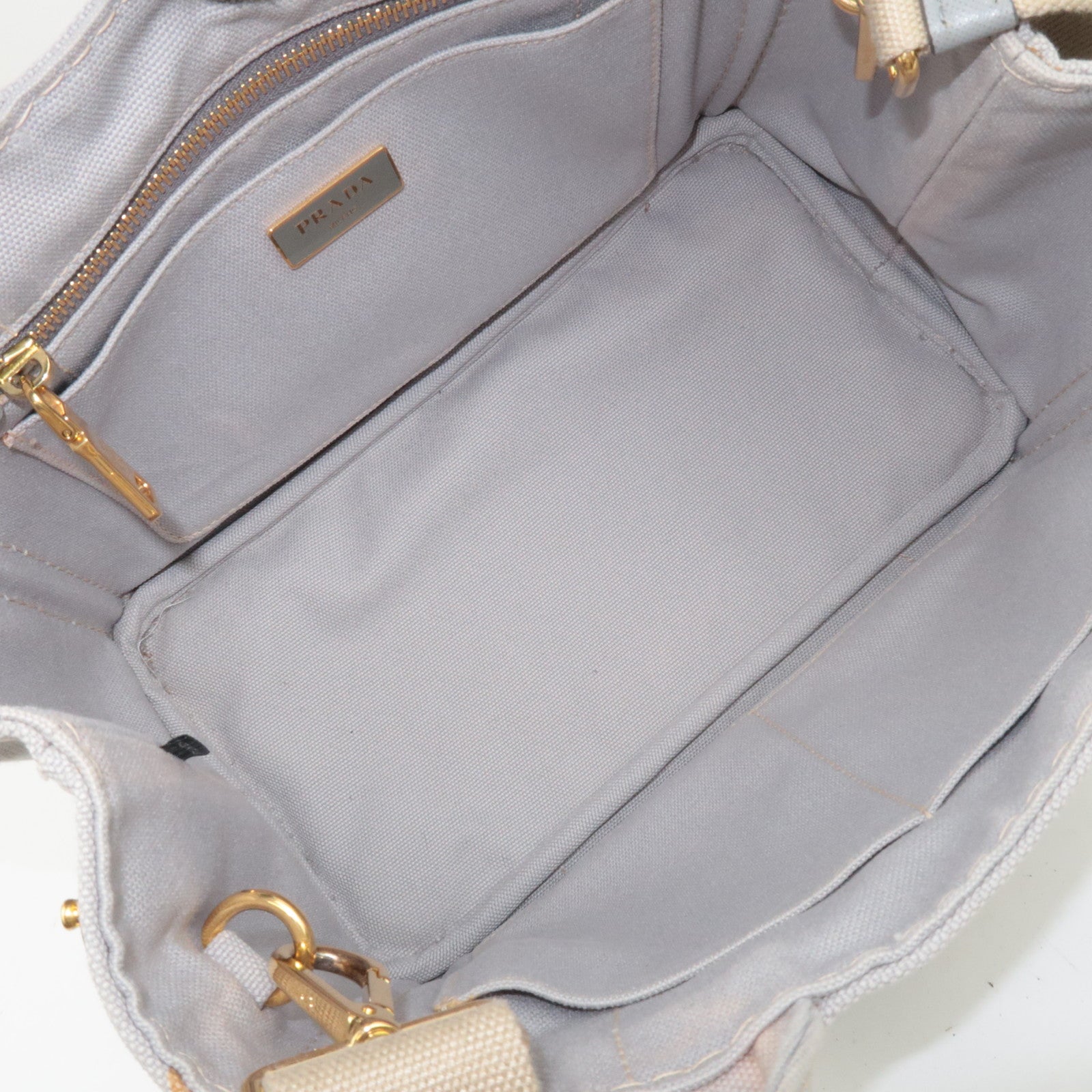 PRADA Canapa Mini 2Way Canvas Tote Bag Gray 1BG439