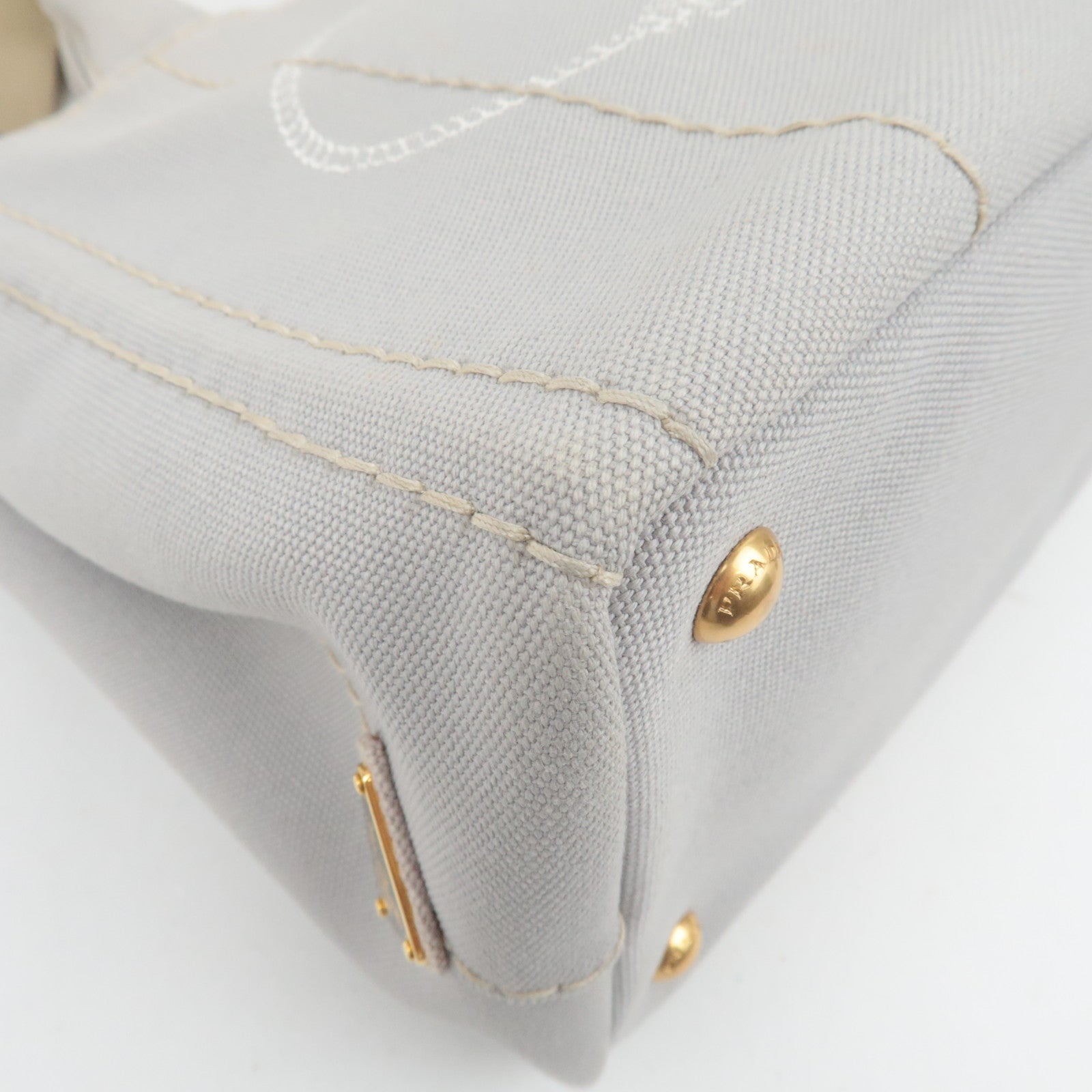 PRADA Canapa Mini 2Way Canvas Tote Bag Gray 1BG439