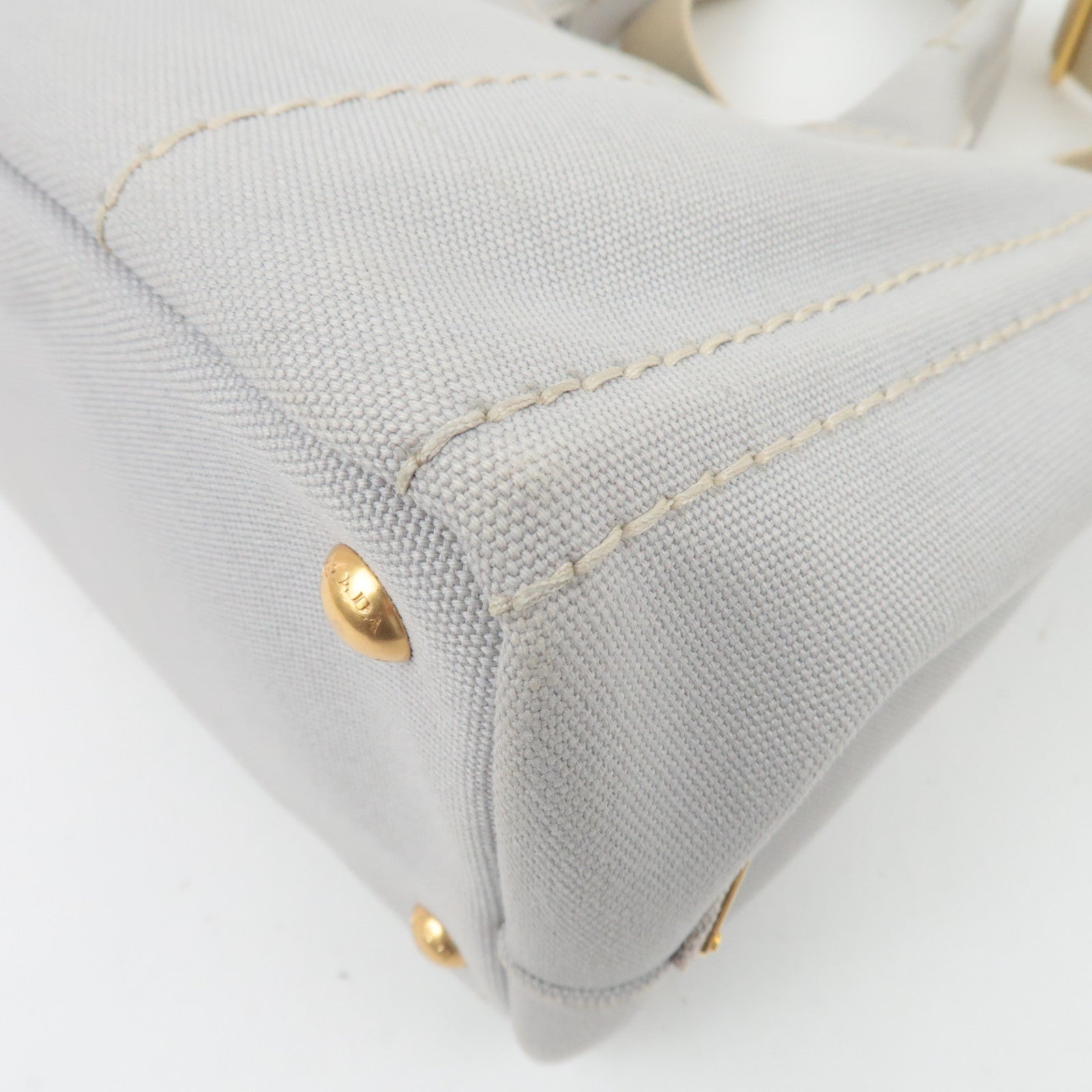 PRADA Canapa Mini 2Way Canvas Tote Bag Gray 1BG439