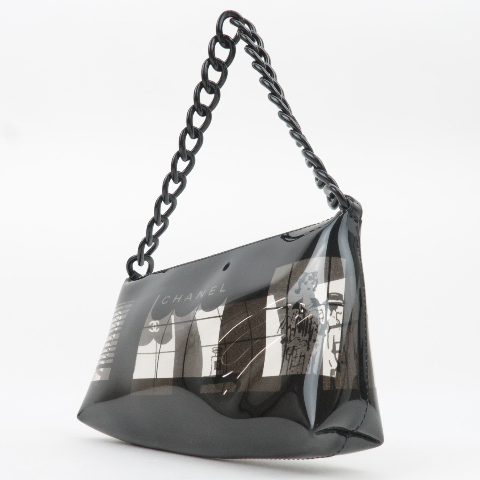 CHANEL Window Line Clear Shoulder Bag Black