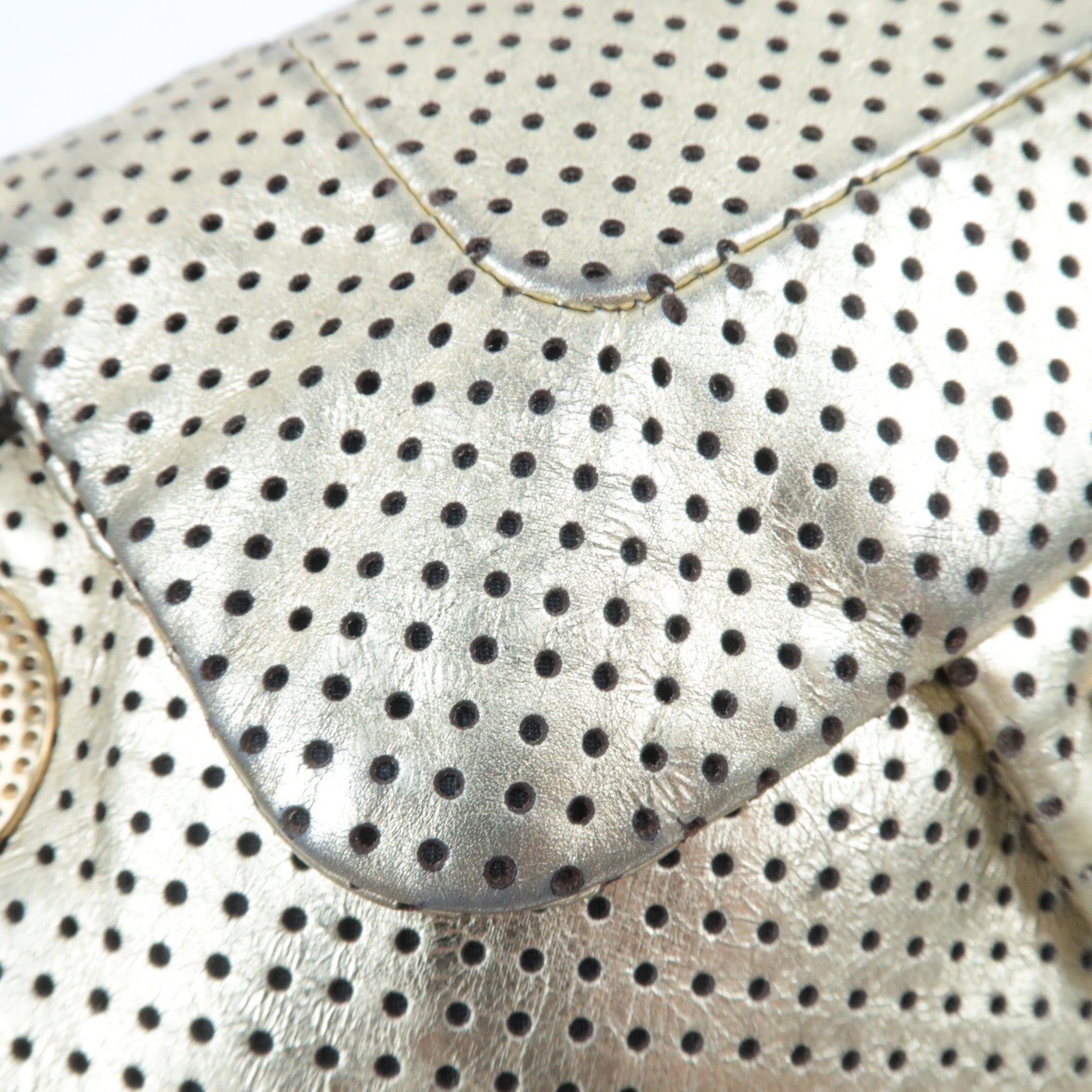 CHANEL 2.55 Perforated Leather Chain Shoulder Bag Gold