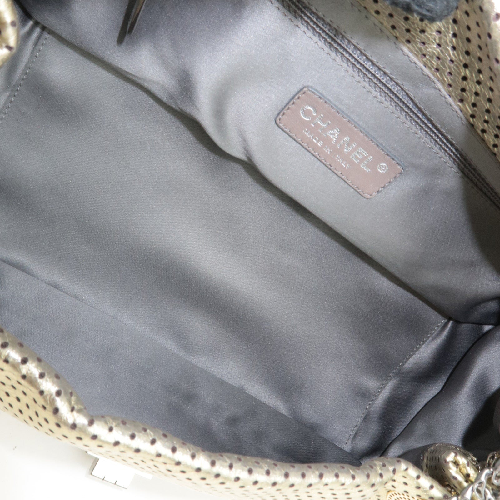 CHANEL 2.55 Perforated Leather Chain Shoulder Bag Gold
