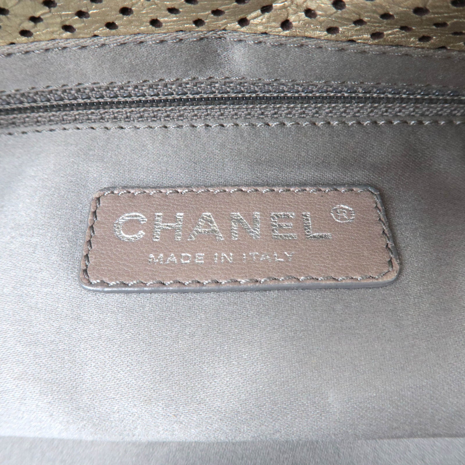 CHANEL 2.55 Perforated Leather Chain Shoulder Bag Gold