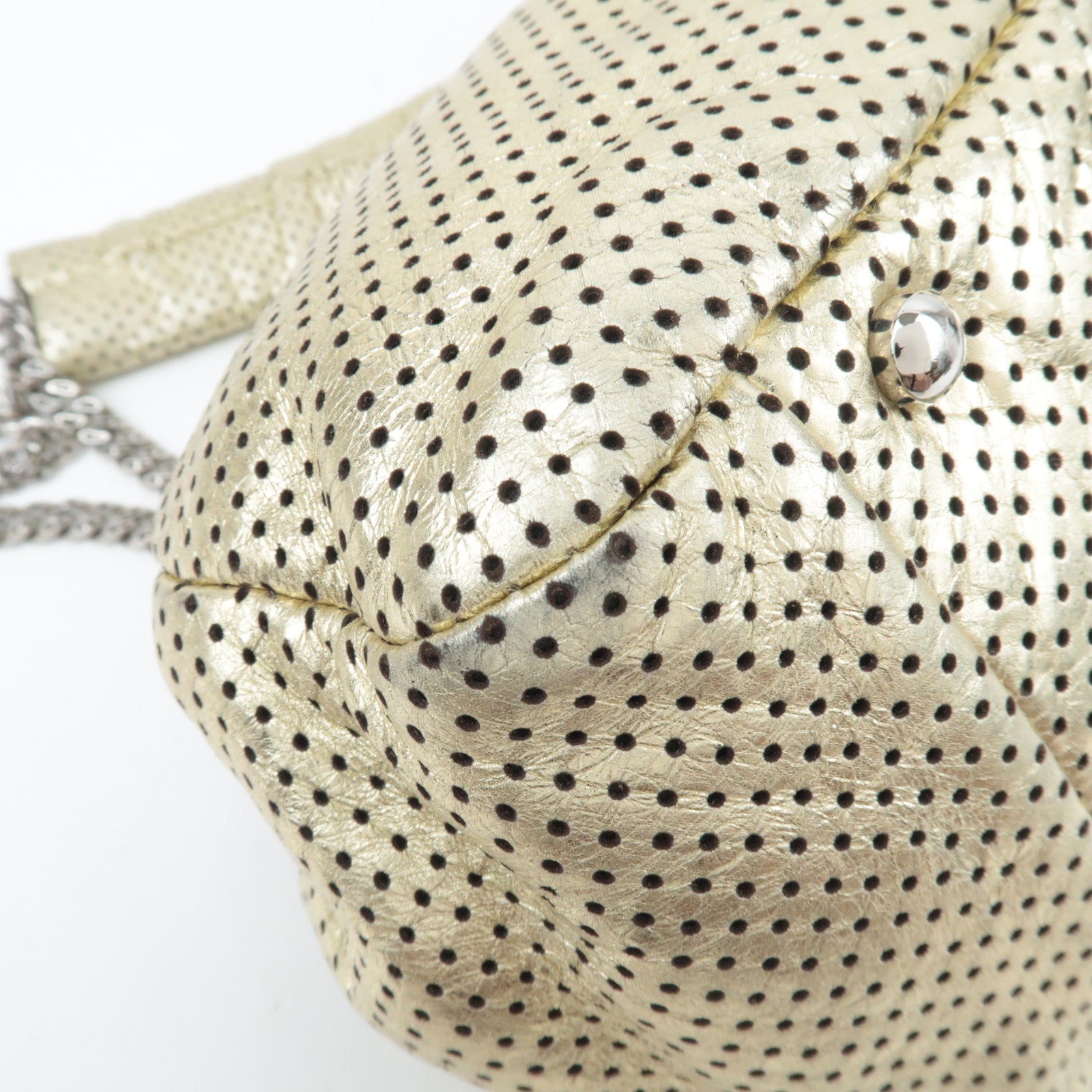 CHANEL 2.55 Perforated Leather Chain Shoulder Bag Gold