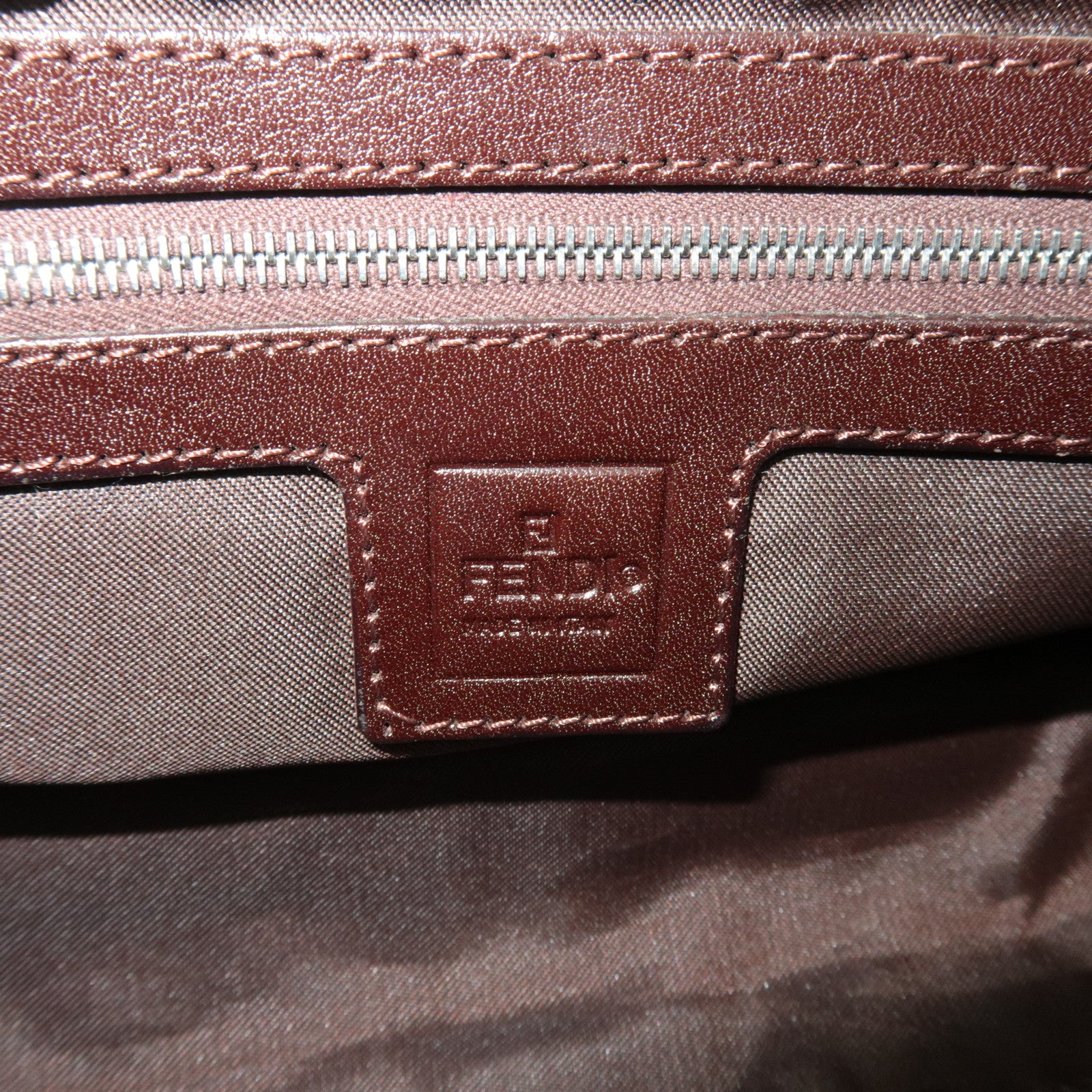 FENDI Zucca Canvas Leather Shoulder Bag Brown 26566