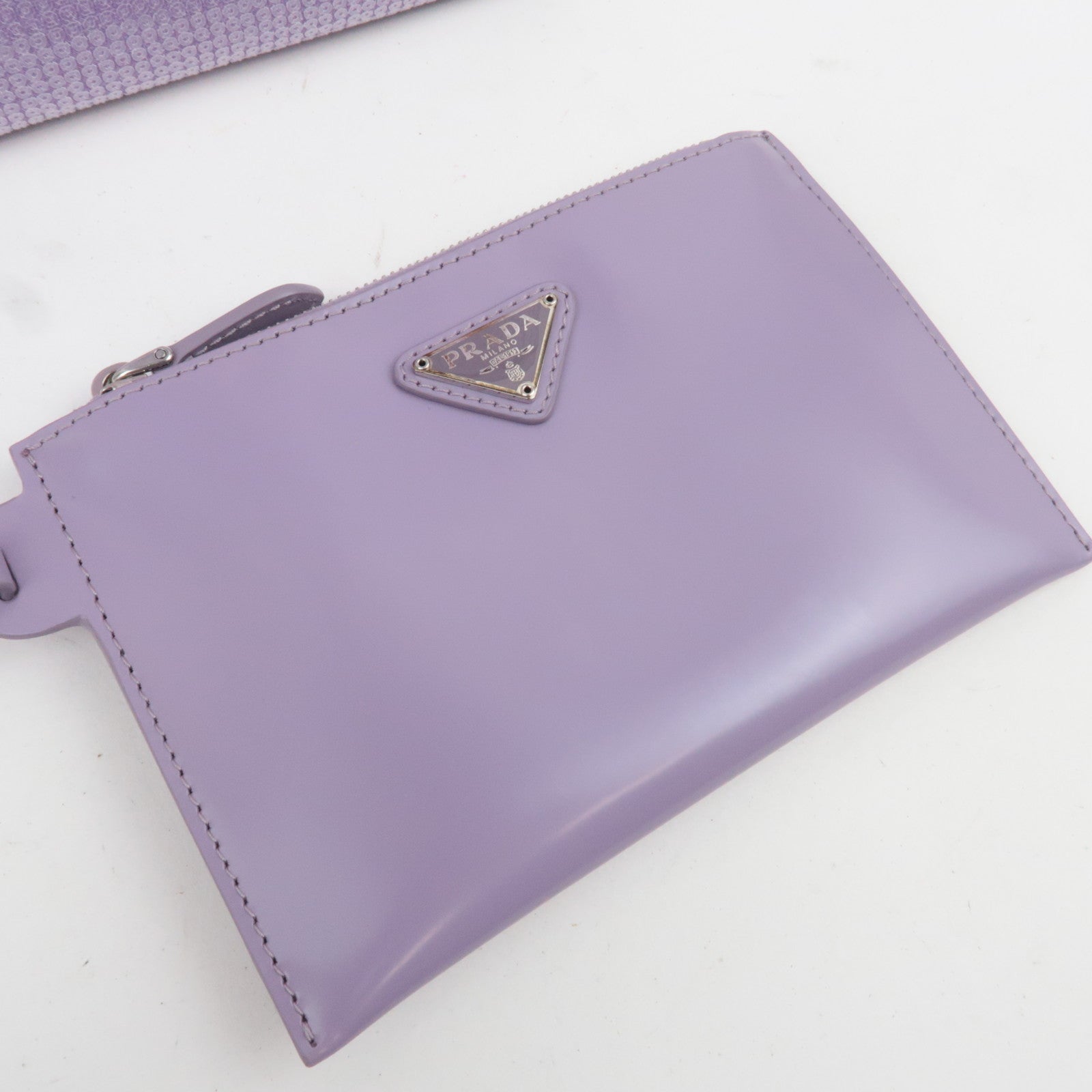 PRADA Small Sequin Mesh Hand Bag Purple 1BG417