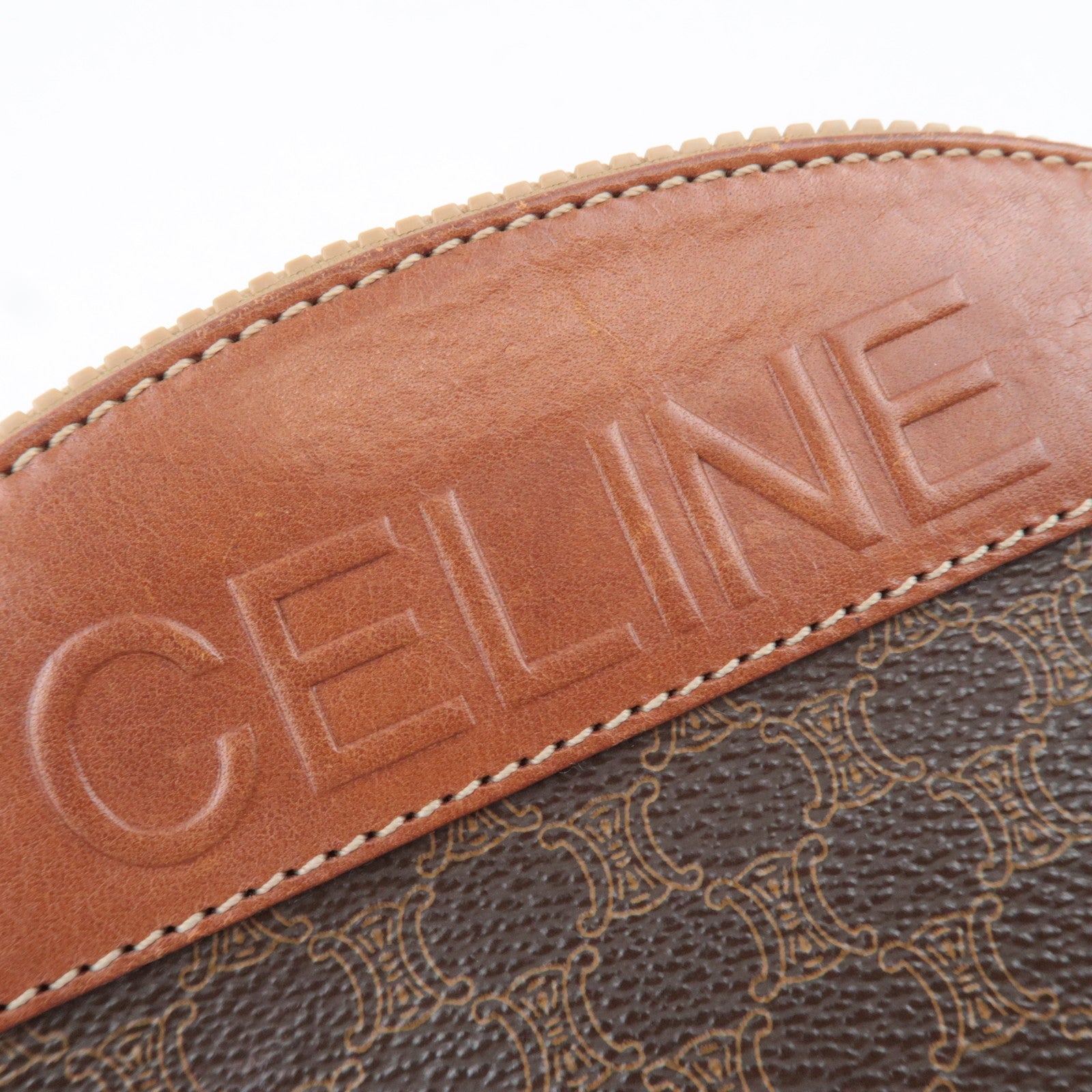CELINE Macadam PVC Leather Pouch Brown