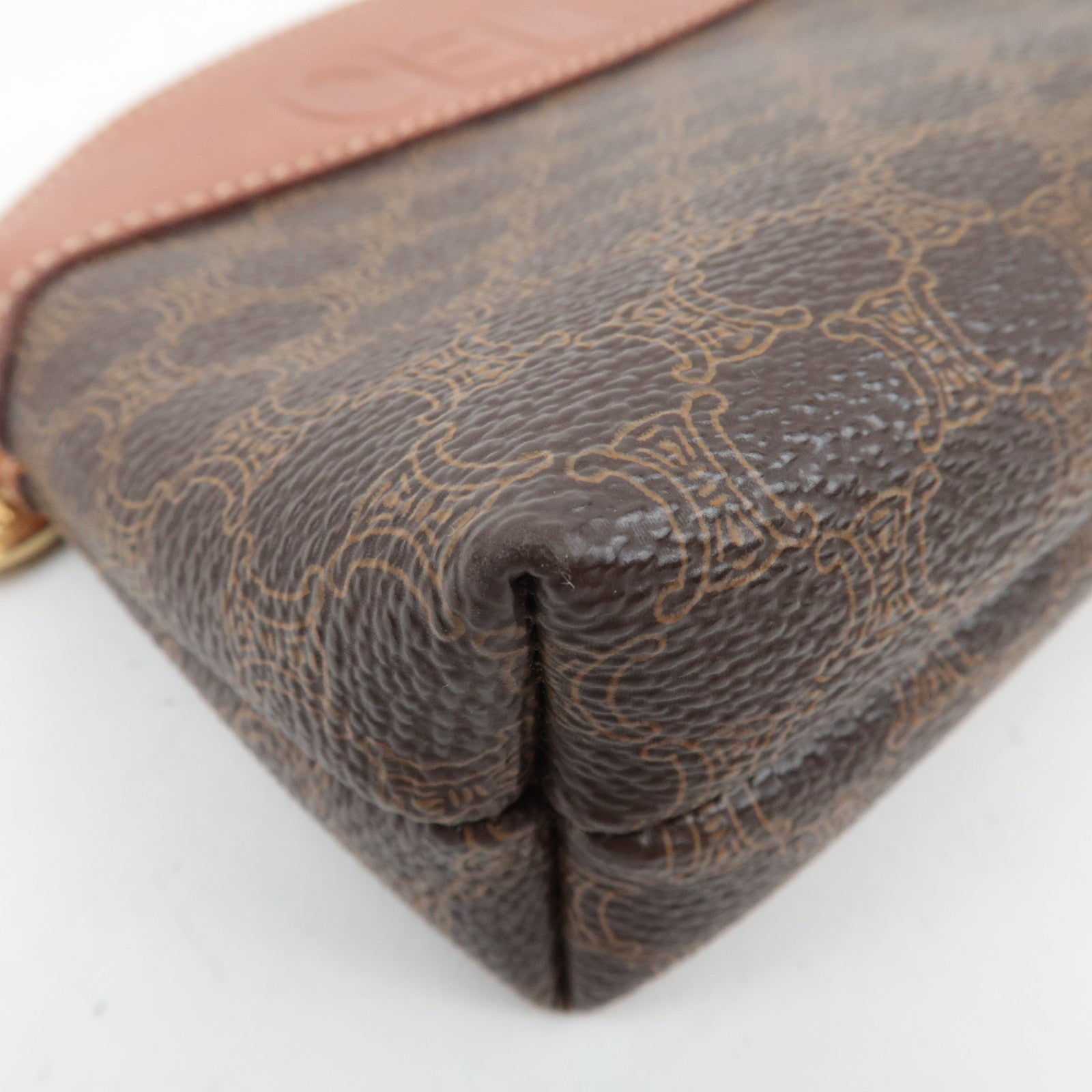 CELINE Macadam PVC Leather Pouch Brown