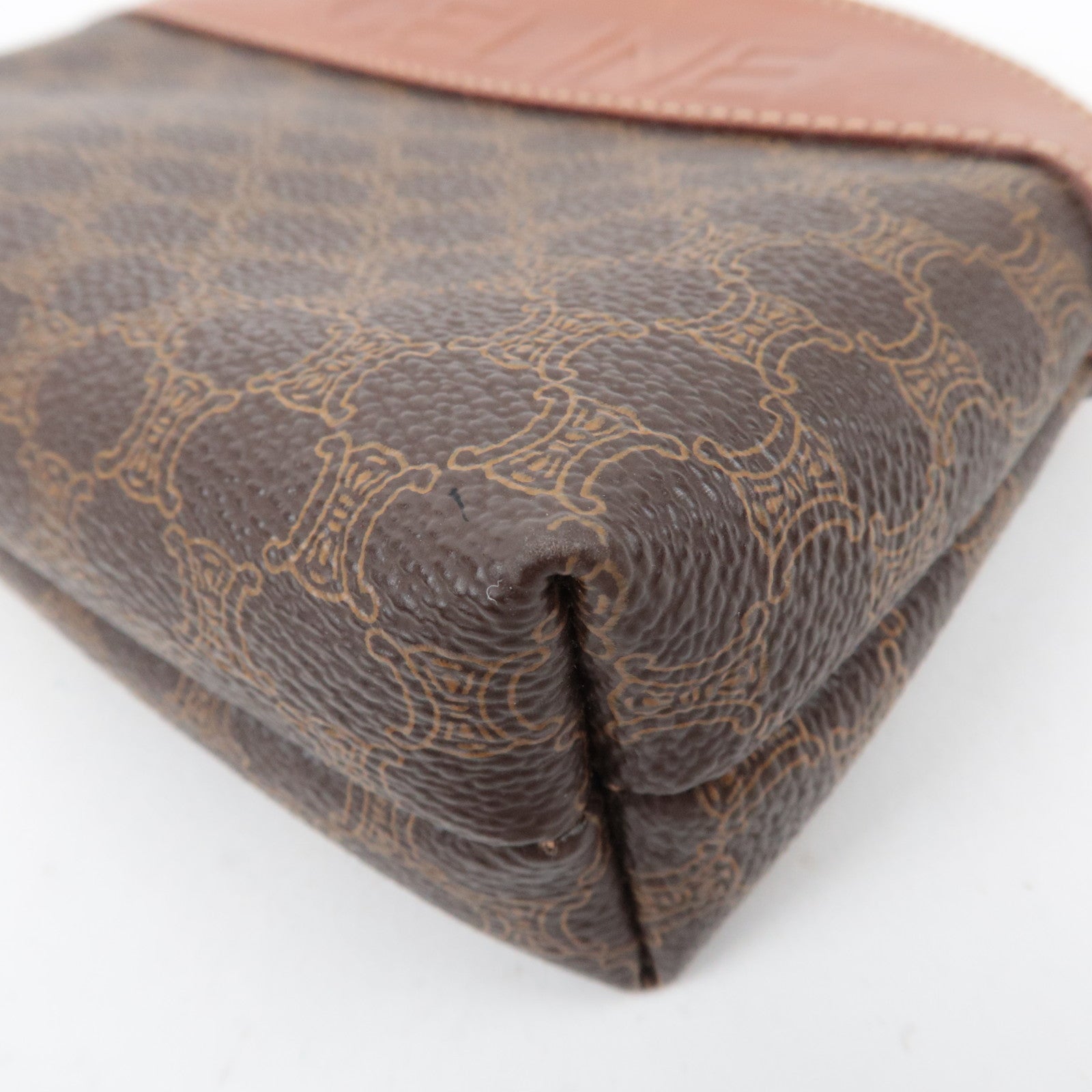 CELINE Macadam PVC Leather Pouch Brown
