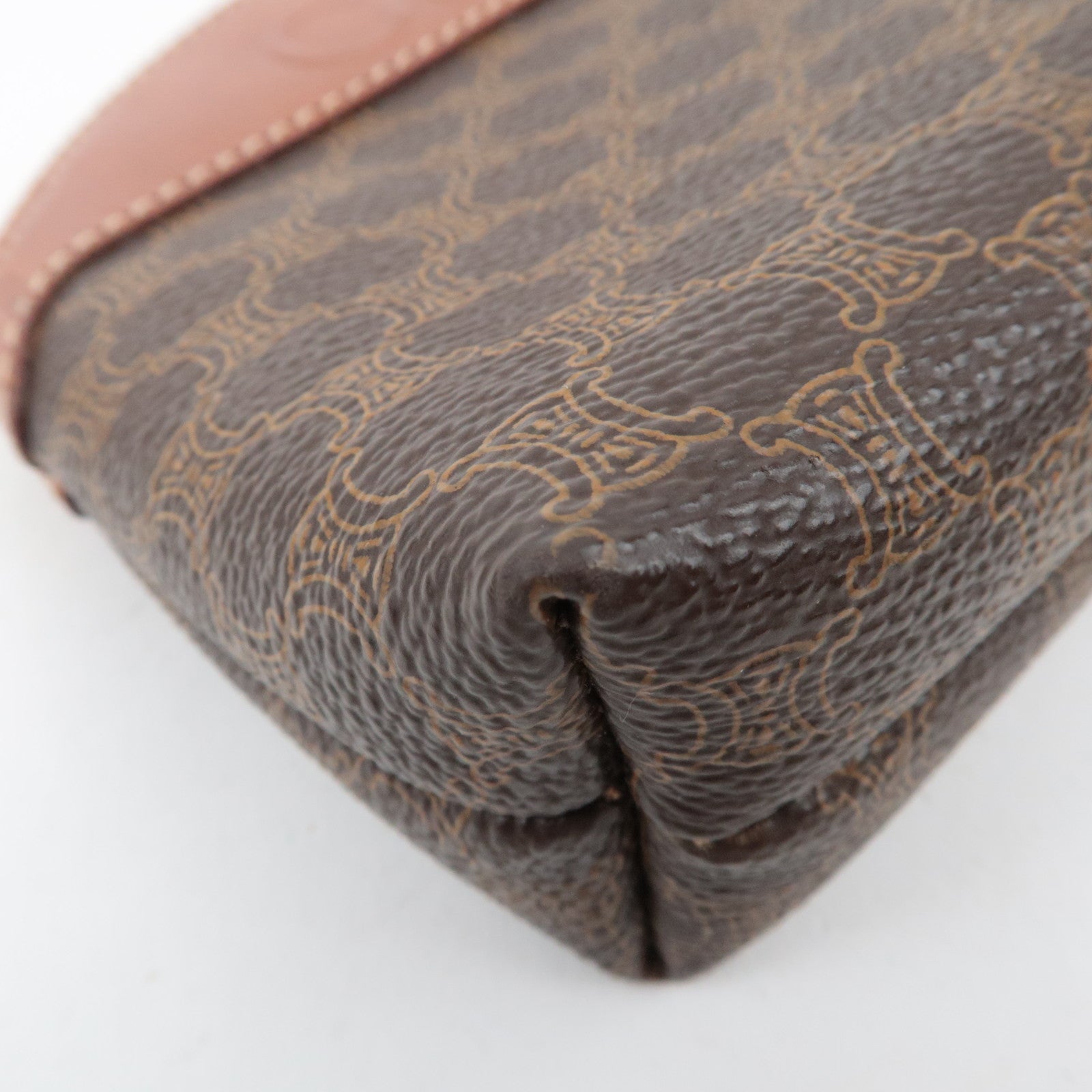 CELINE Macadam PVC Leather Pouch Brown