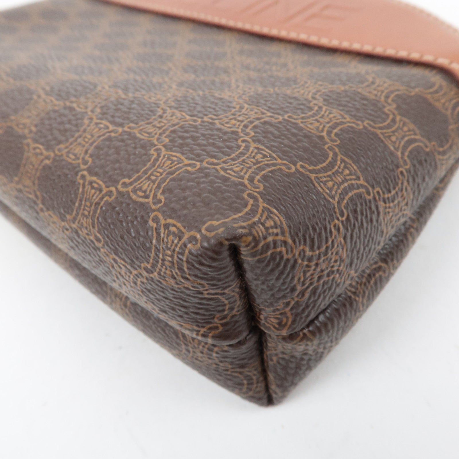 CELINE Macadam PVC Leather Pouch Brown
