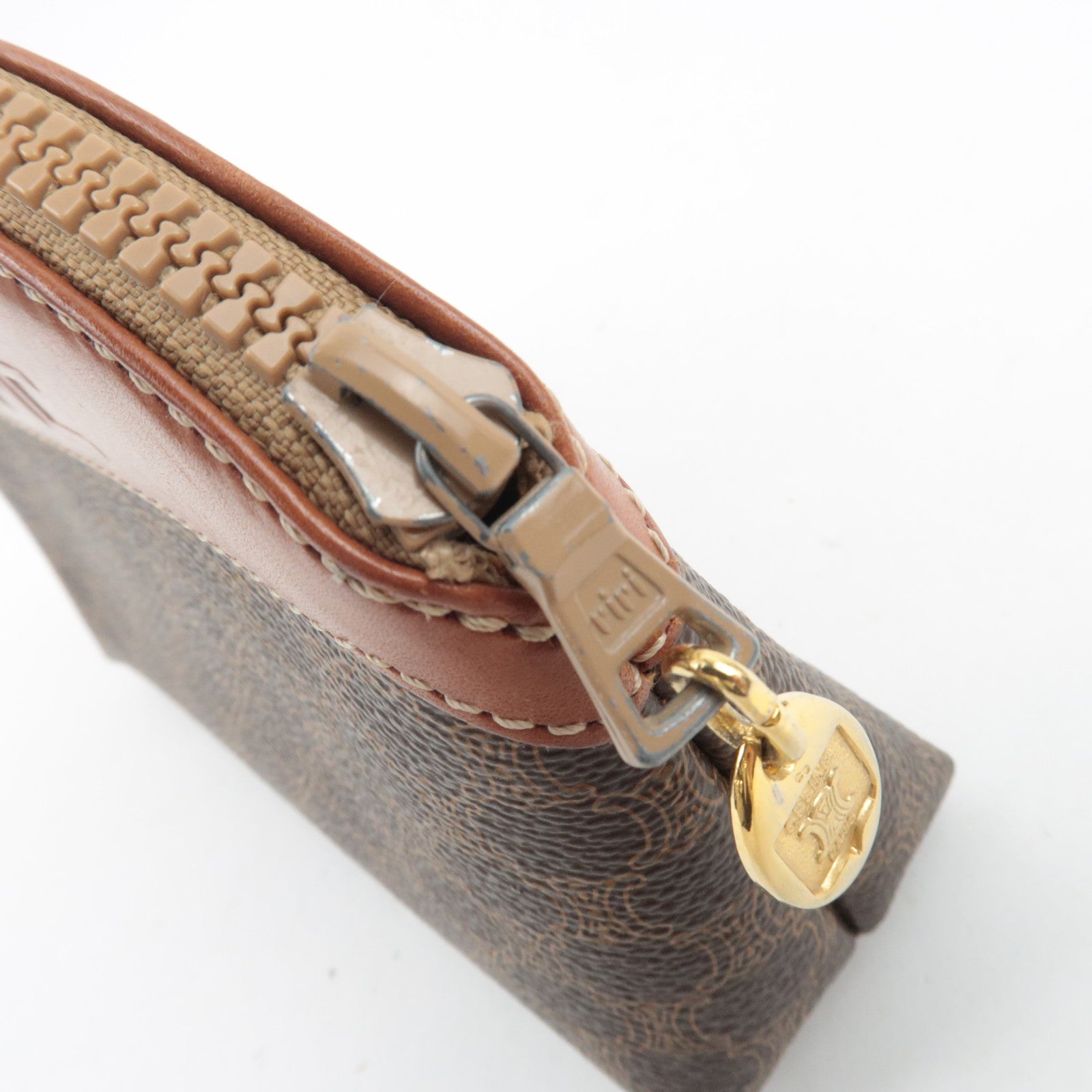 CELINE Macadam PVC Leather Pouch Brown