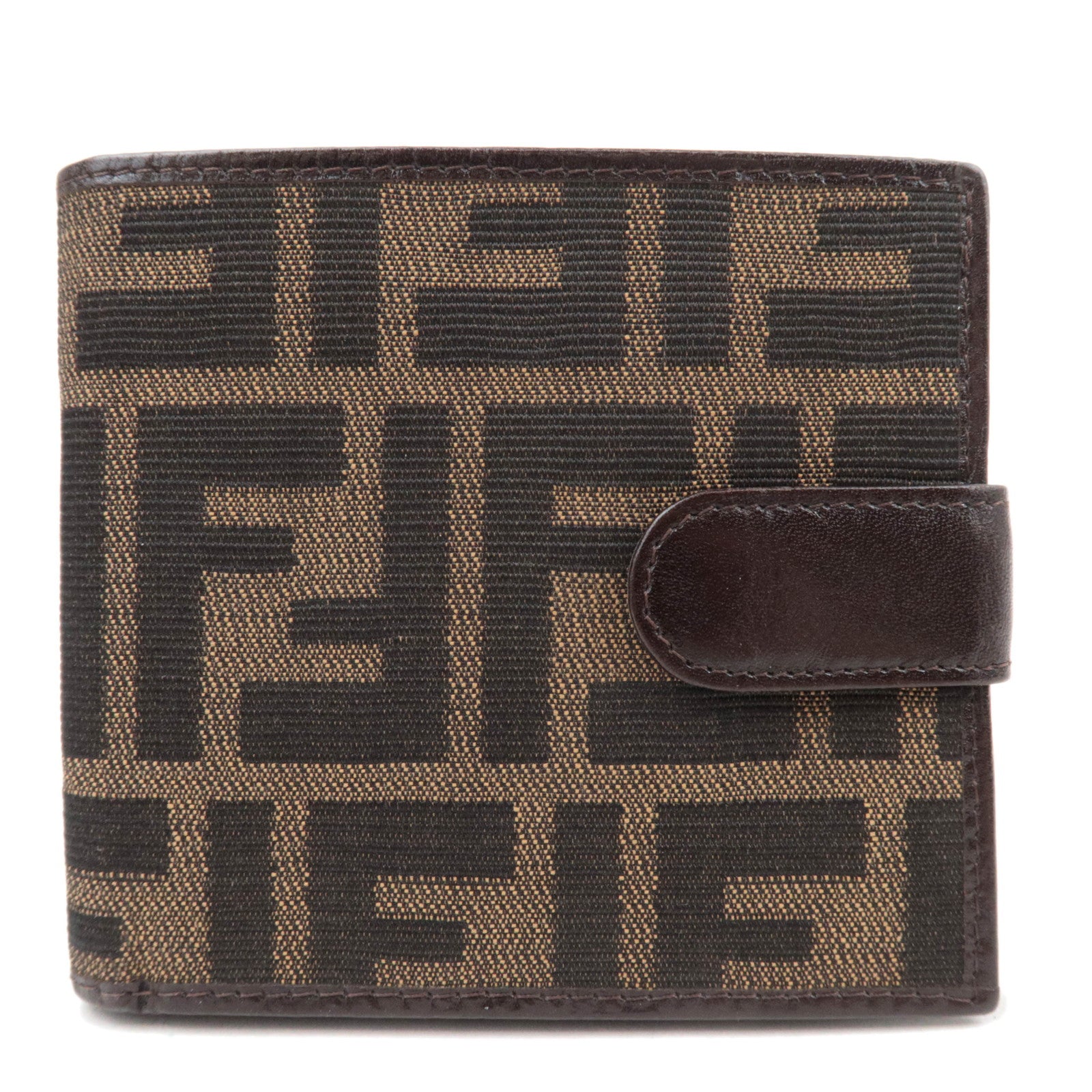 FENDI Zucca Canvas Wallet Brown Black 1581488657