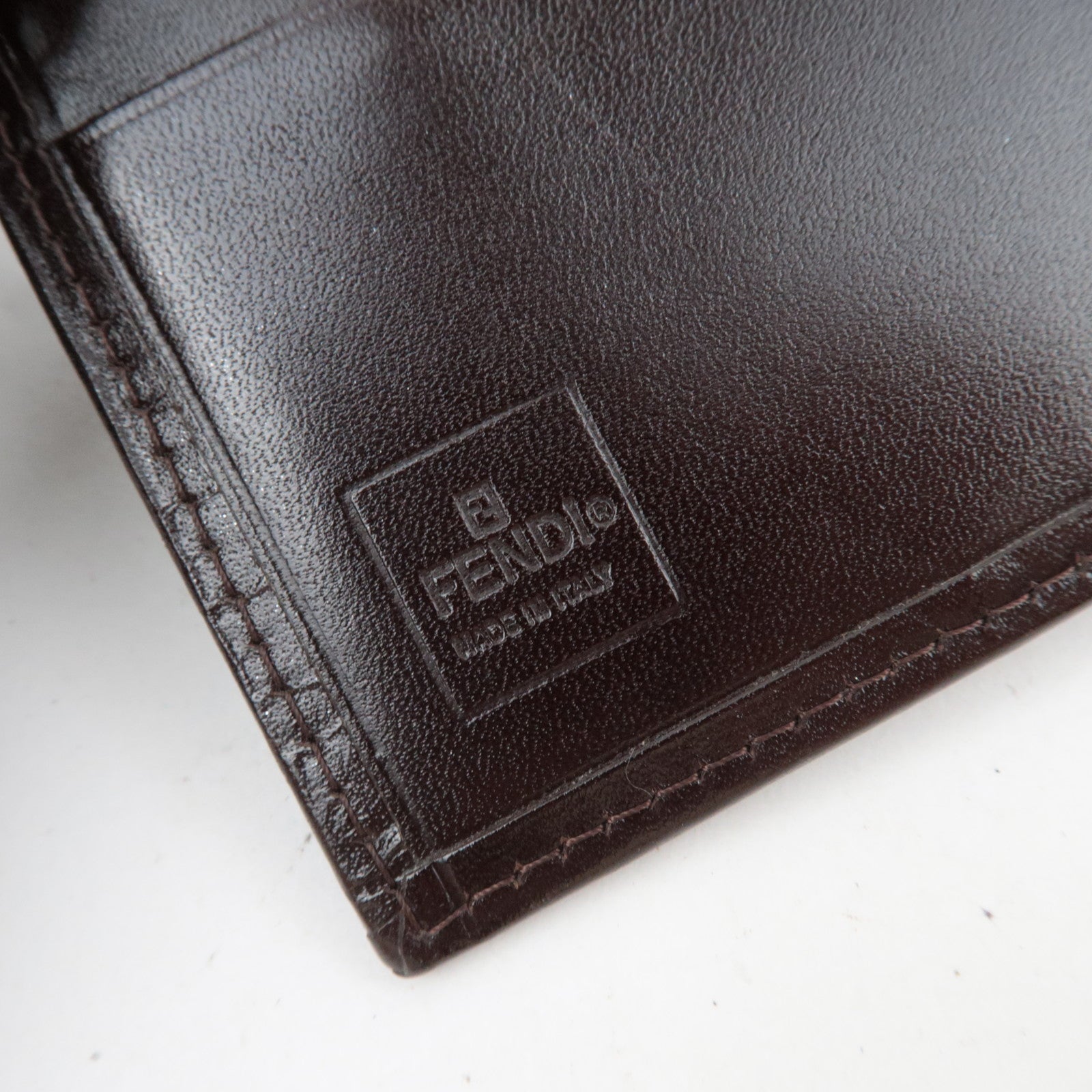 FENDI Zucca Canvas Wallet Brown Black 15814
