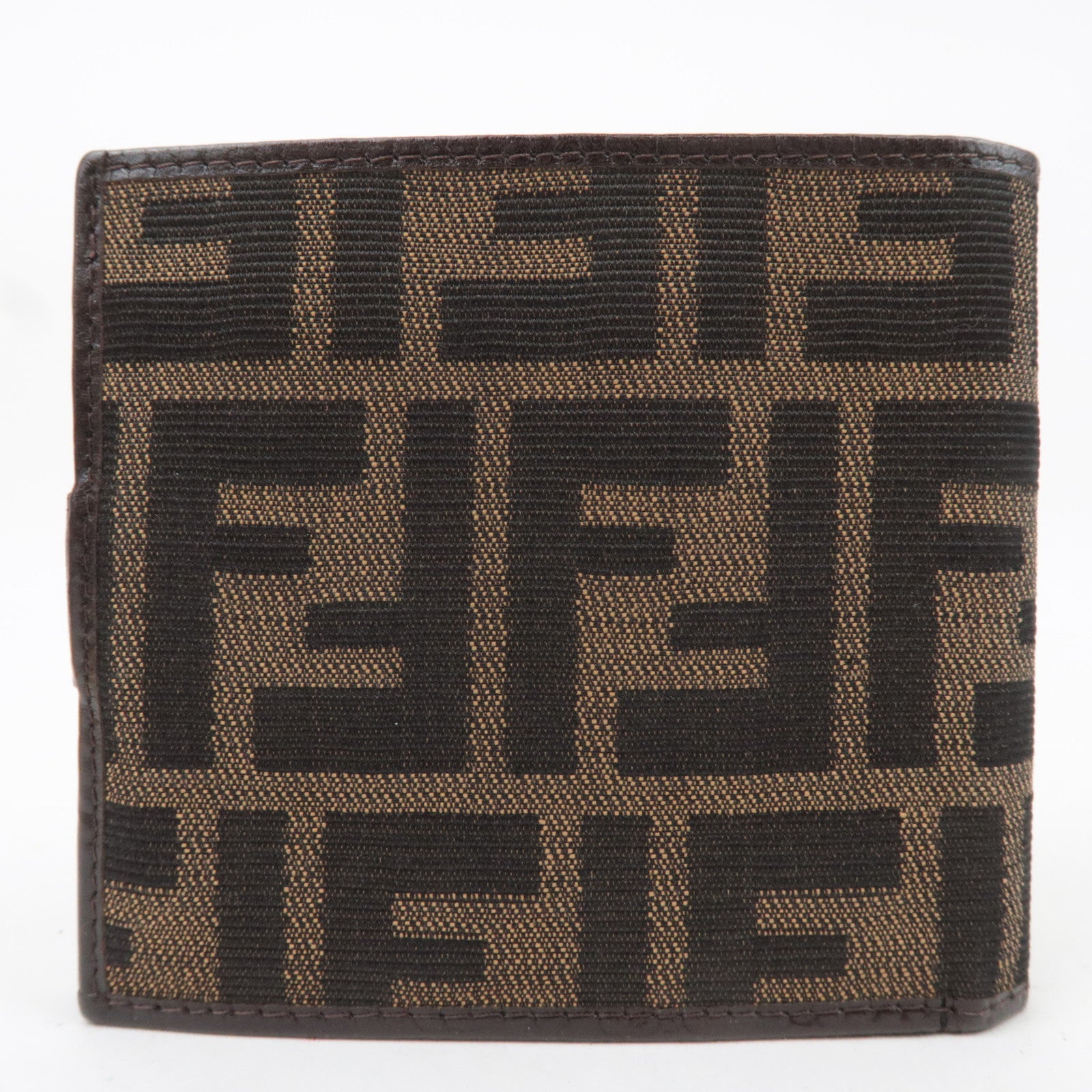 FENDI Zucca Canvas Wallet Brown Black 15814